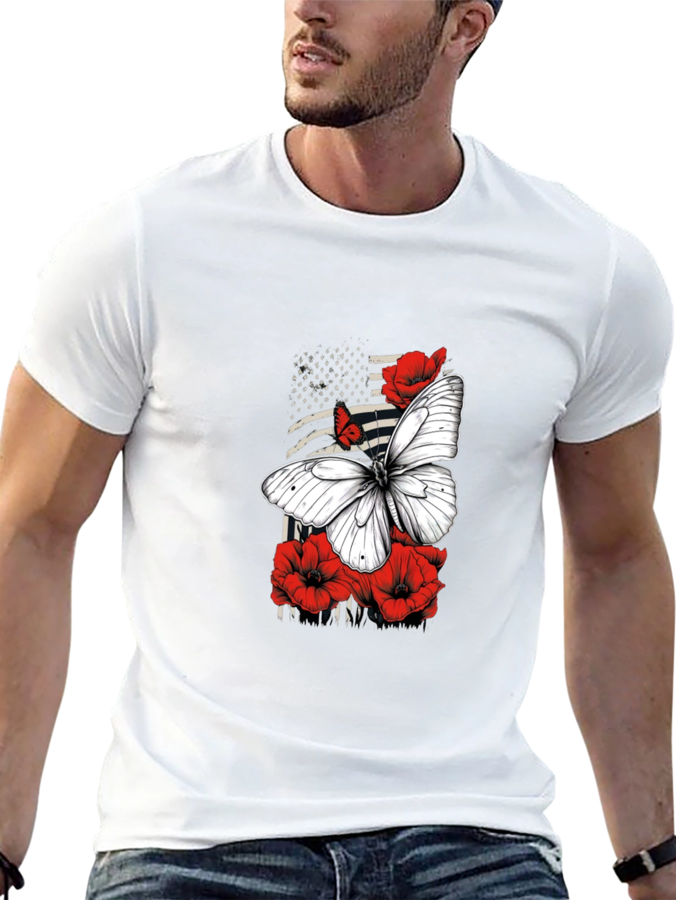 Butterfly & American Flag Graphic Tee