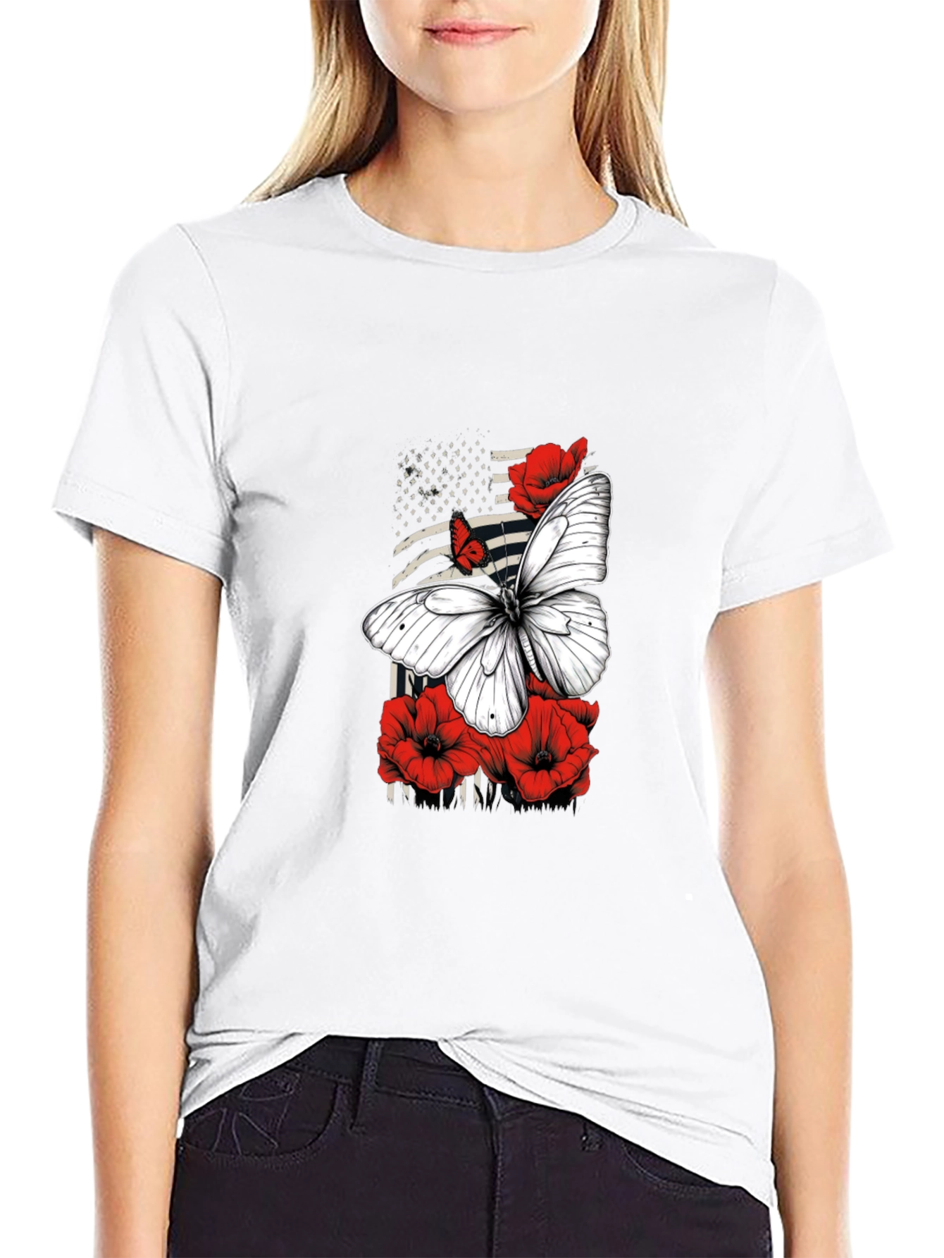 Butterfly & American Flag Graphic Tee