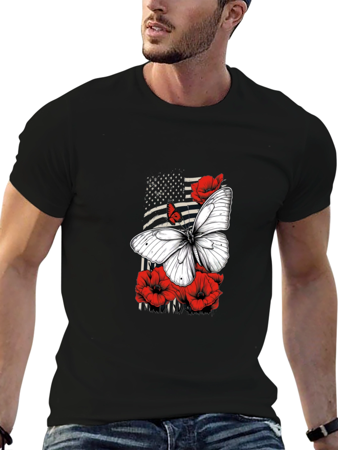 Butterfly & American Flag Graphic Tee