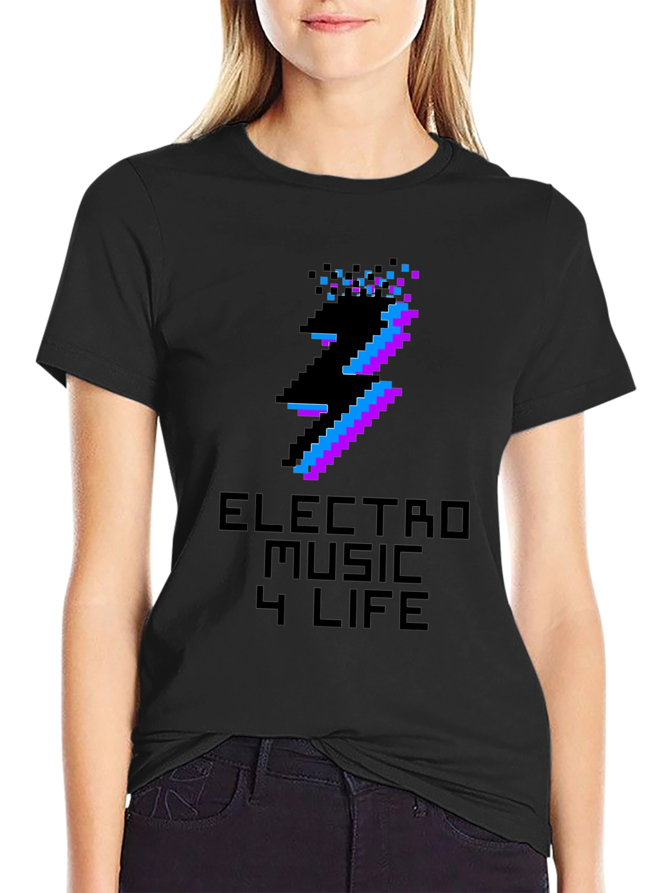 Electro Music Glitch T-Shirt - Pixel Art Rave Tee