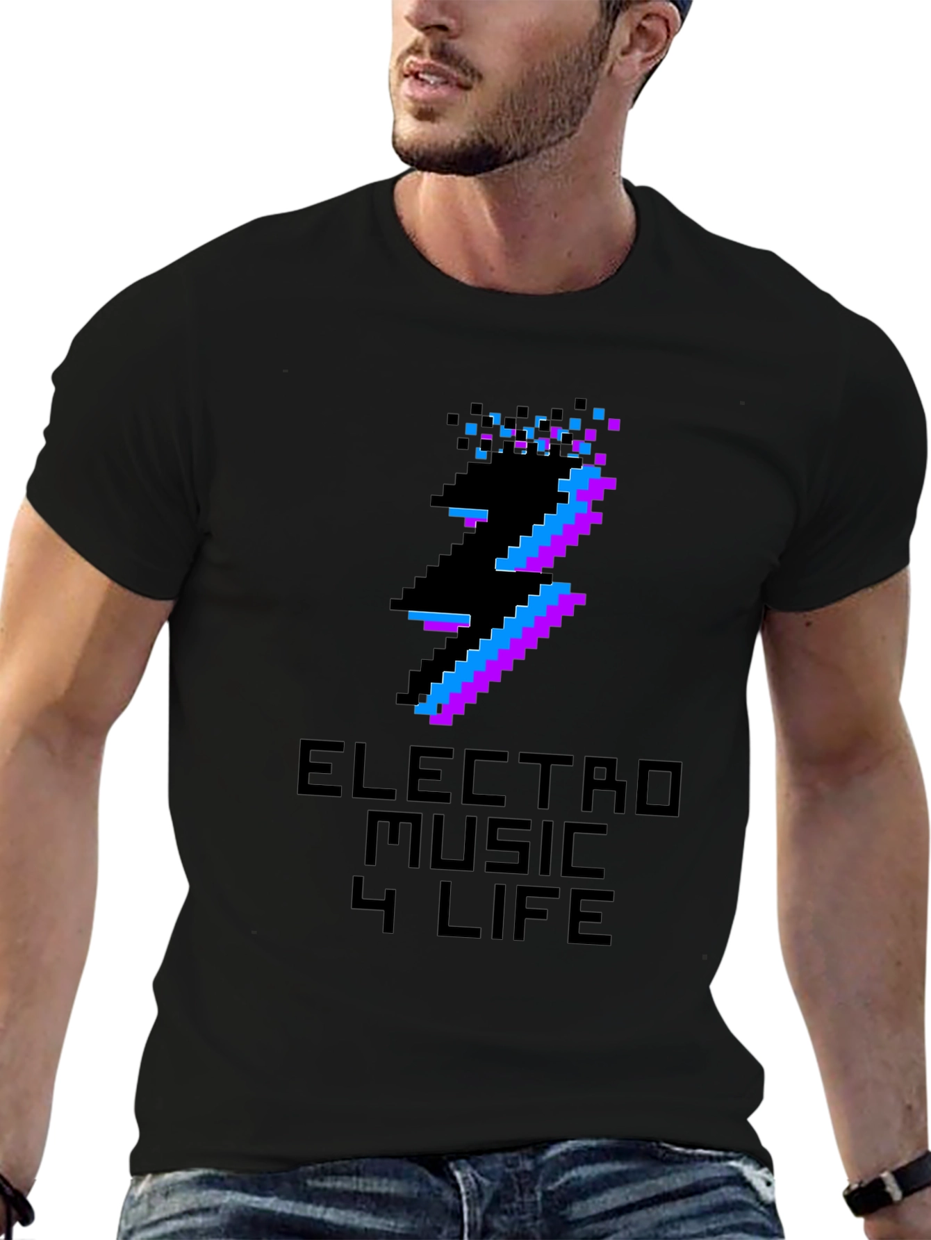 Electro Music Glitch T-Shirt - Pixel Art Rave Tee