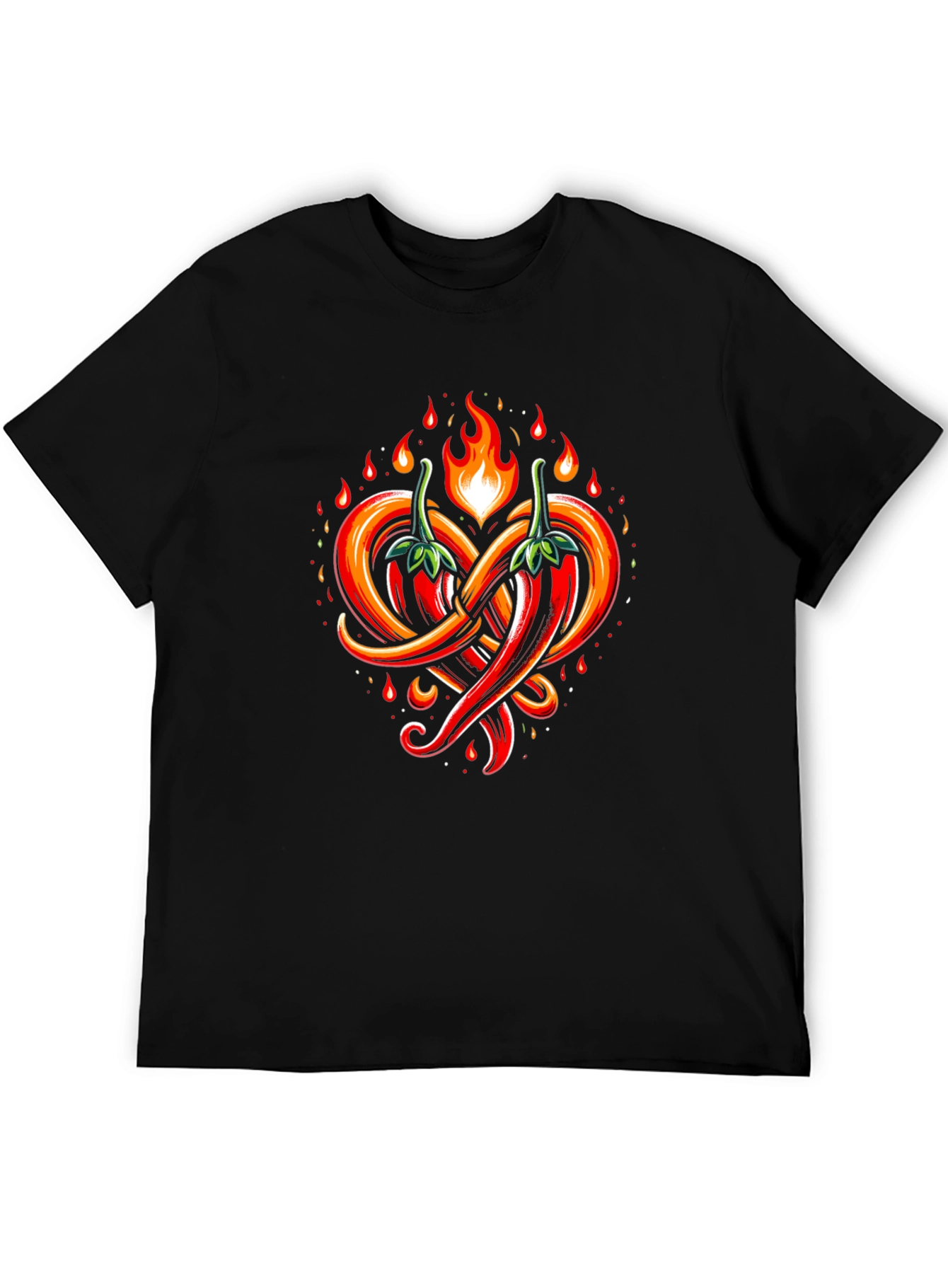 Spicy Chili Heart Graphic Tee - Black