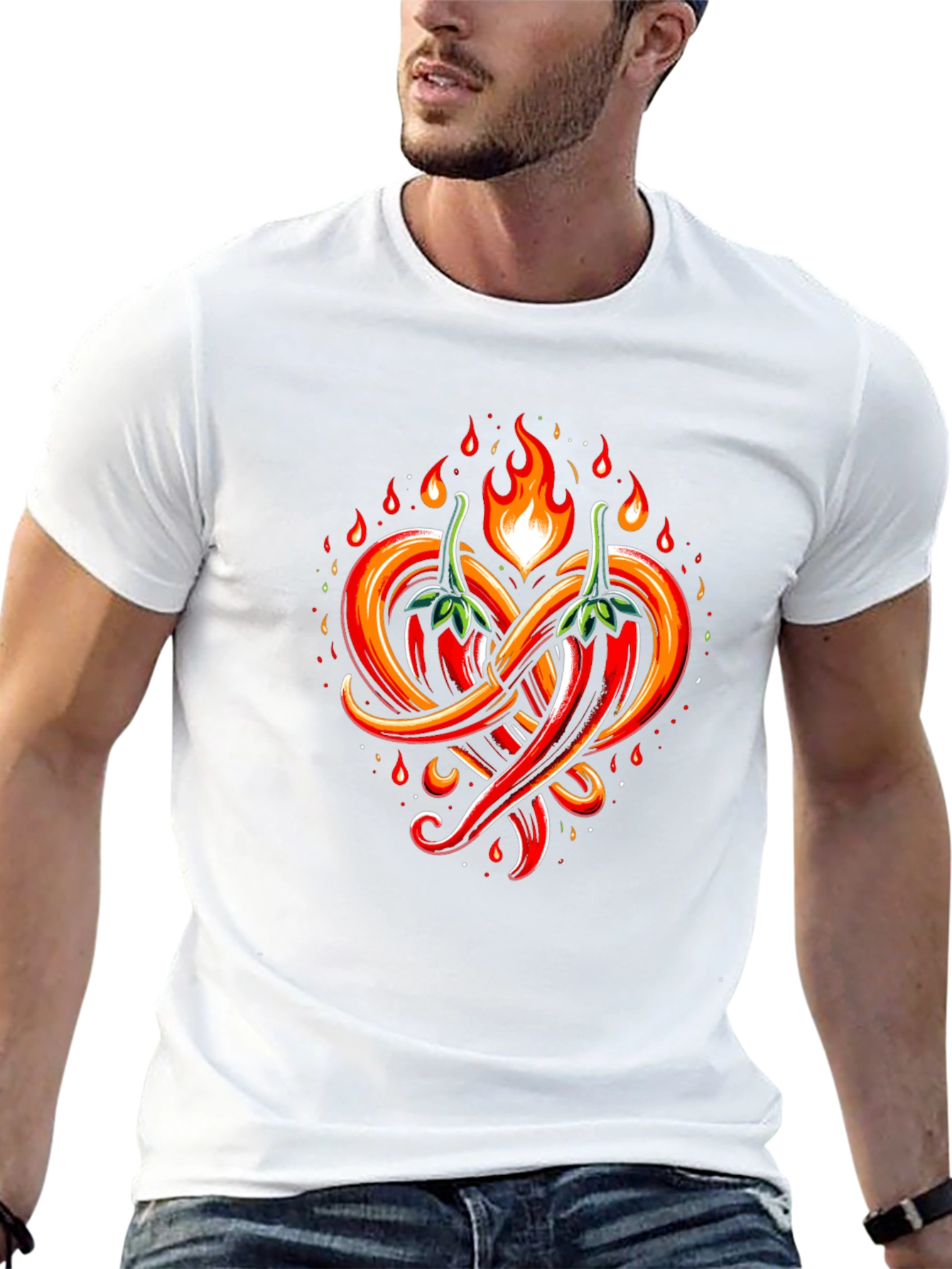 Spicy Chili Heart Graphic Tee - Black