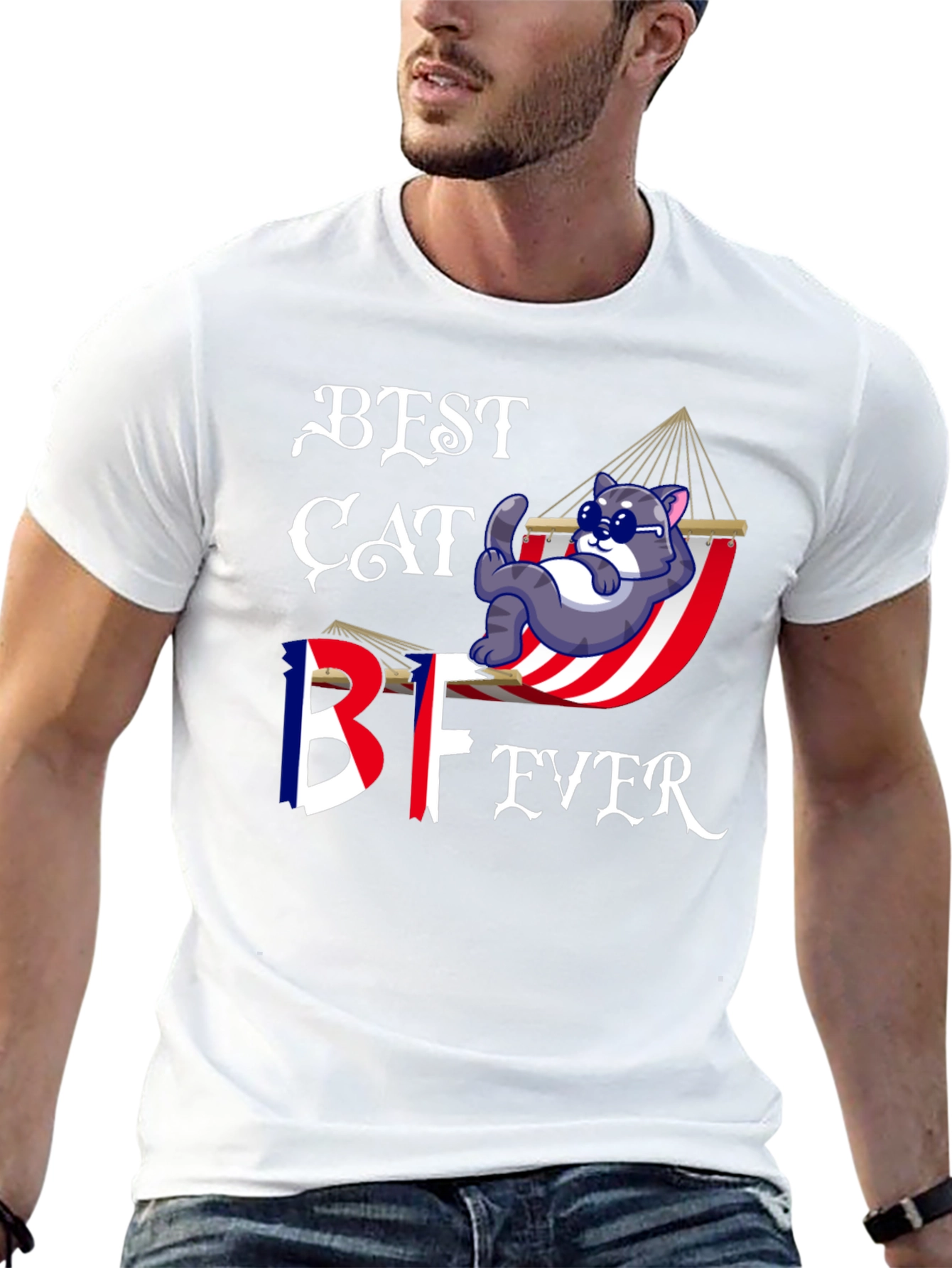 Best Cat BF Ever T-Shirt - Novelty Graphic Tee