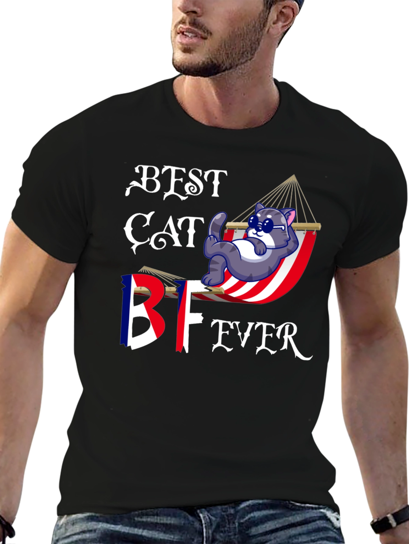 Best Cat BF Ever T-Shirt - Novelty Graphic Tee