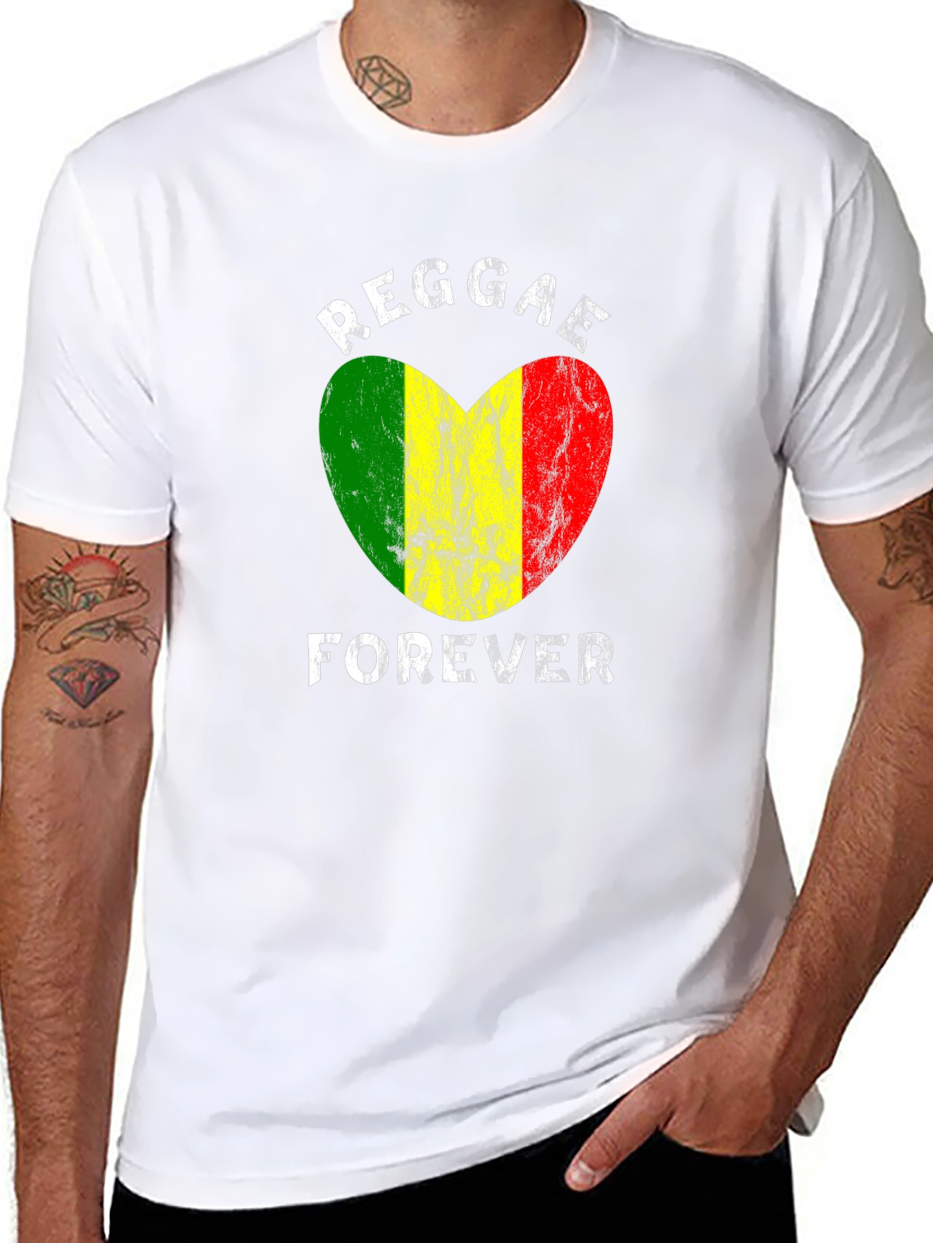 Reggae Forever Heart Graphic T-Shirt
