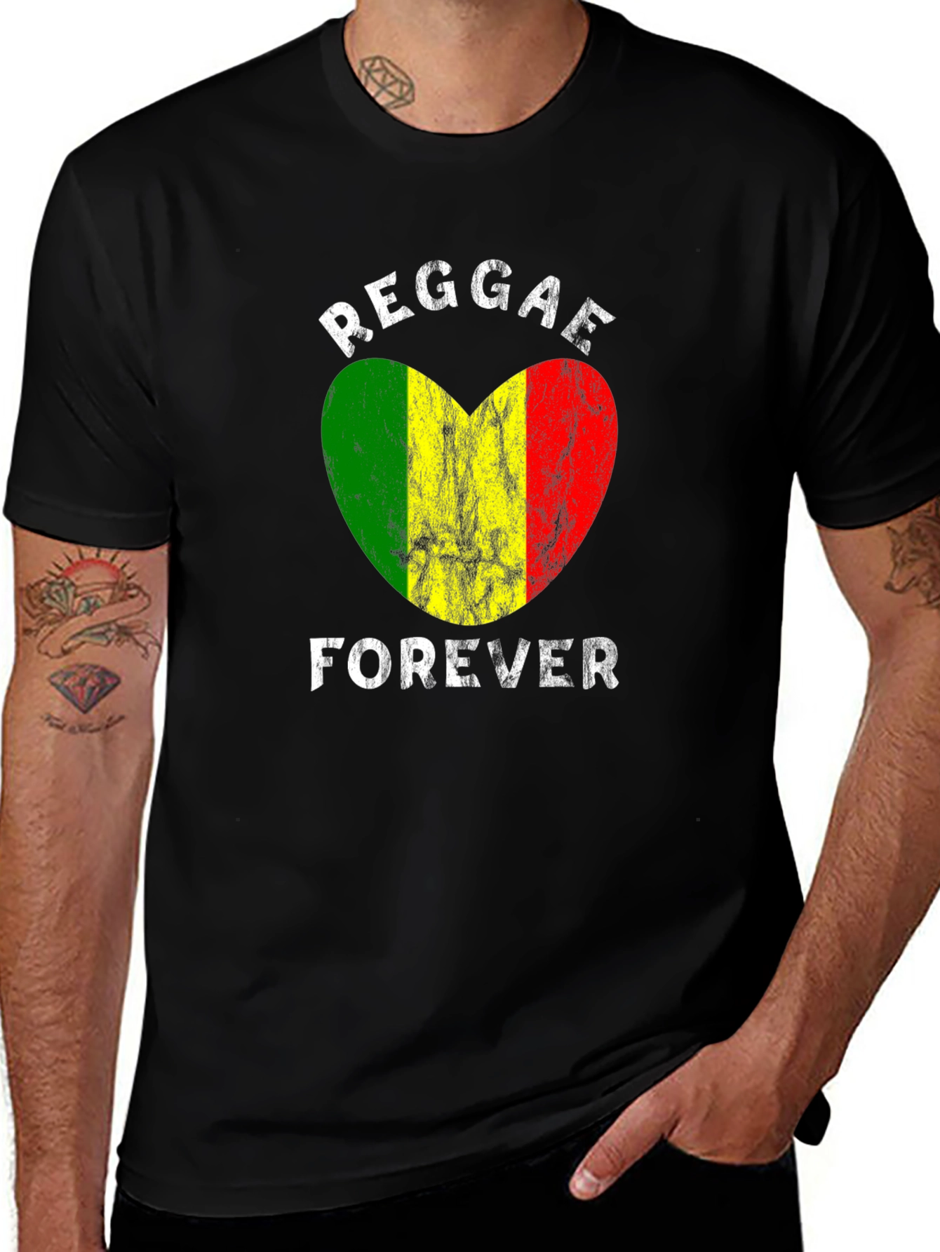 Reggae Forever Heart Graphic T-Shirt