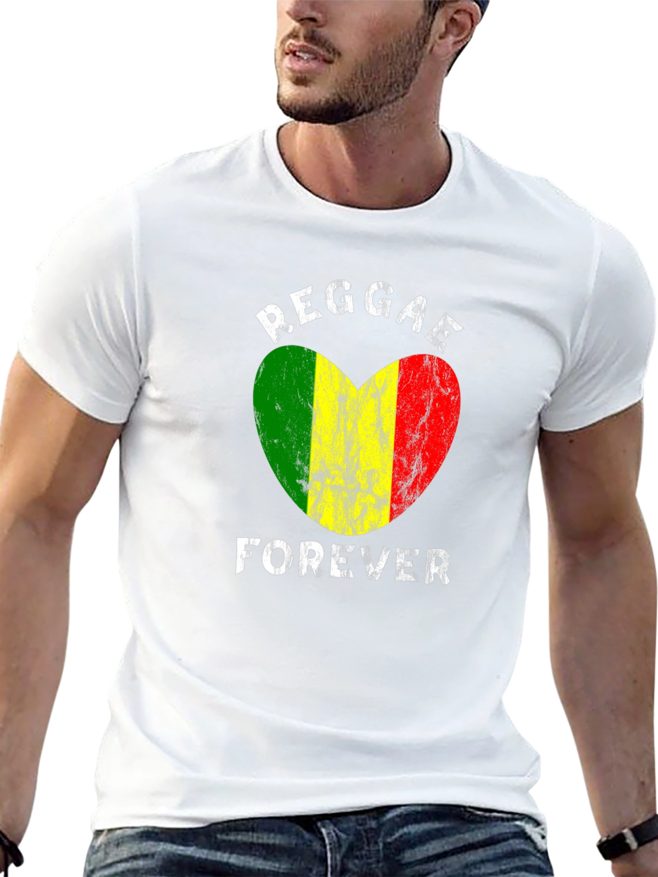 Reggae Forever Heart Graphic T-Shirt