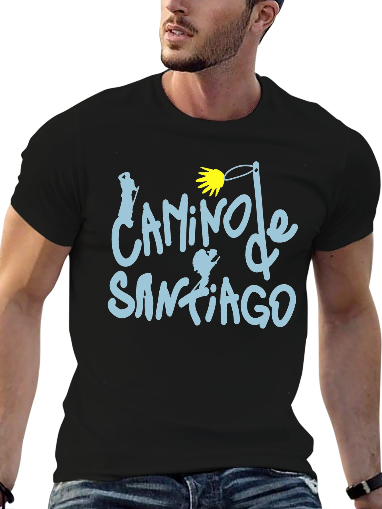 Camino de Santiago T-Shirt - Black Cotton Tee