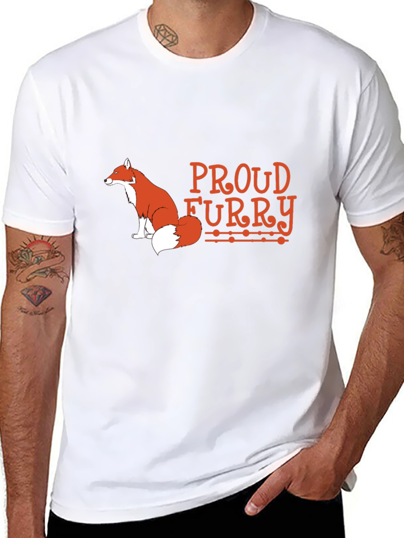 Proud Furry Fox Graphic Tee - Black Cotton T-Shirt