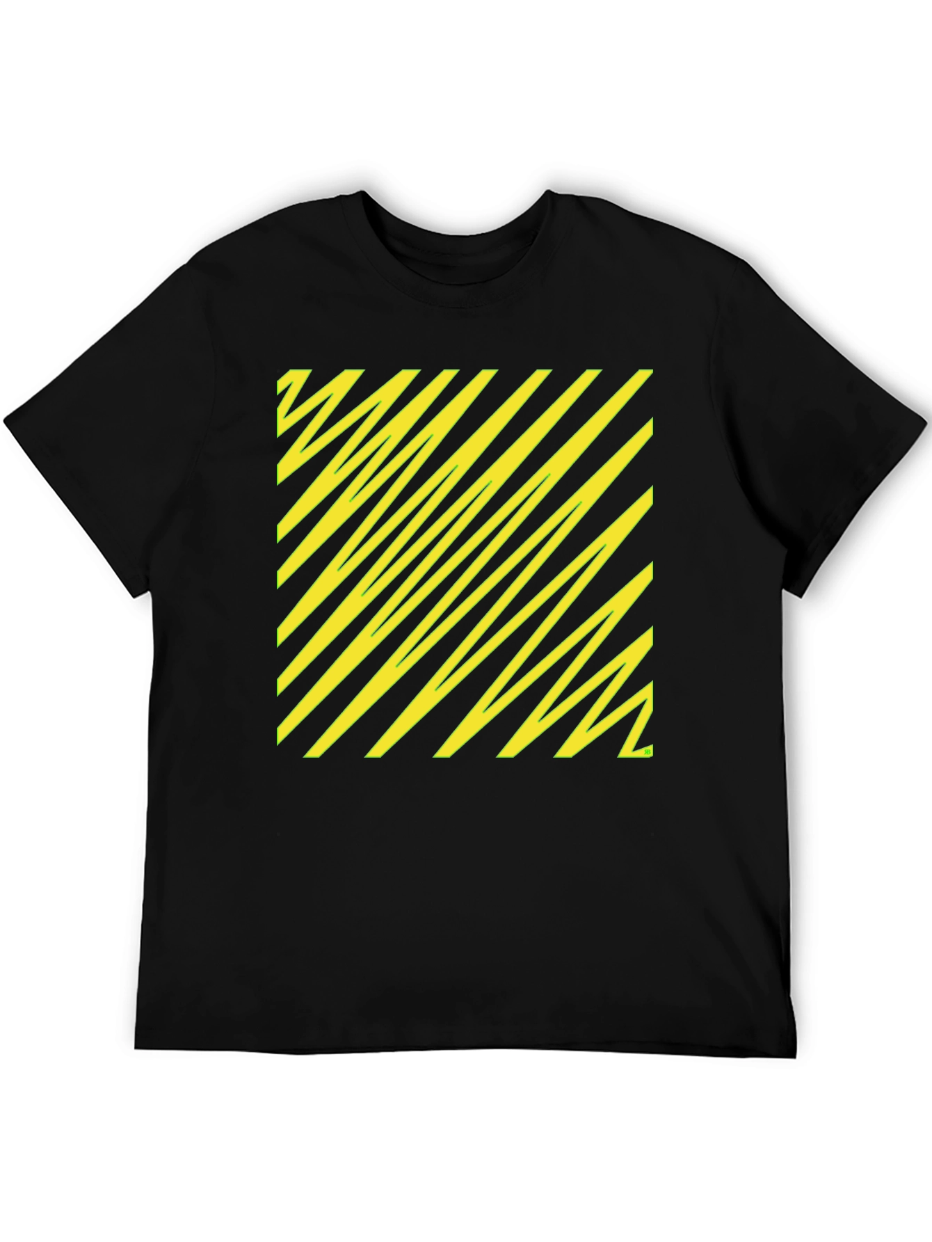 Black Tee with Yellow Diagonal Pattern