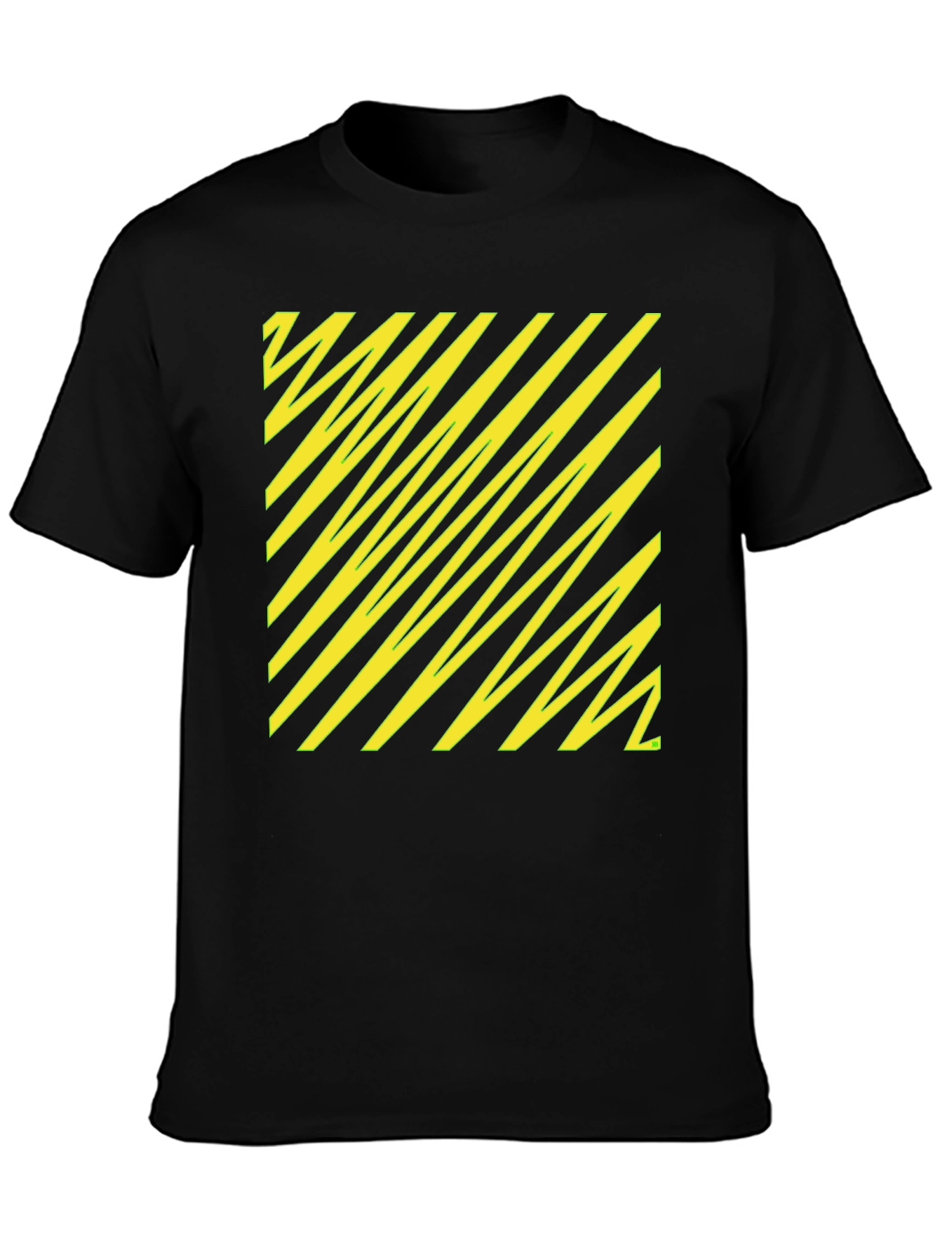 Black Tee with Yellow Diagonal Pattern