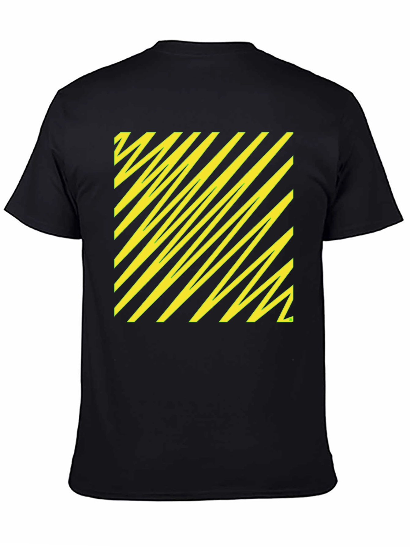 Black Tee with Yellow Diagonal Pattern