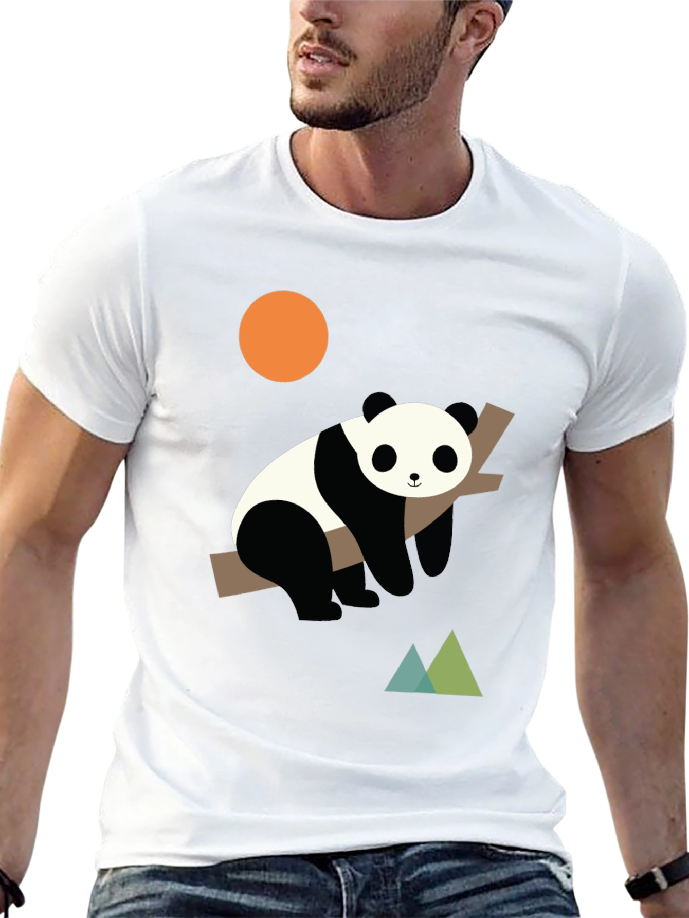 Panda on Branch Graphic Tee - Modern Design