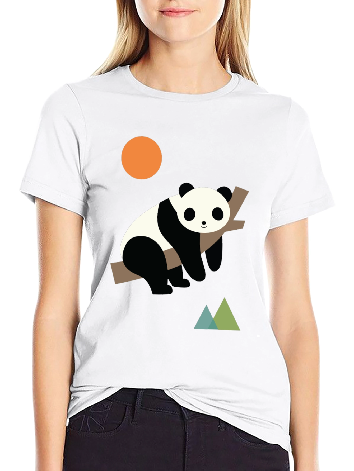 Panda on Branch Graphic Tee - Modern Design