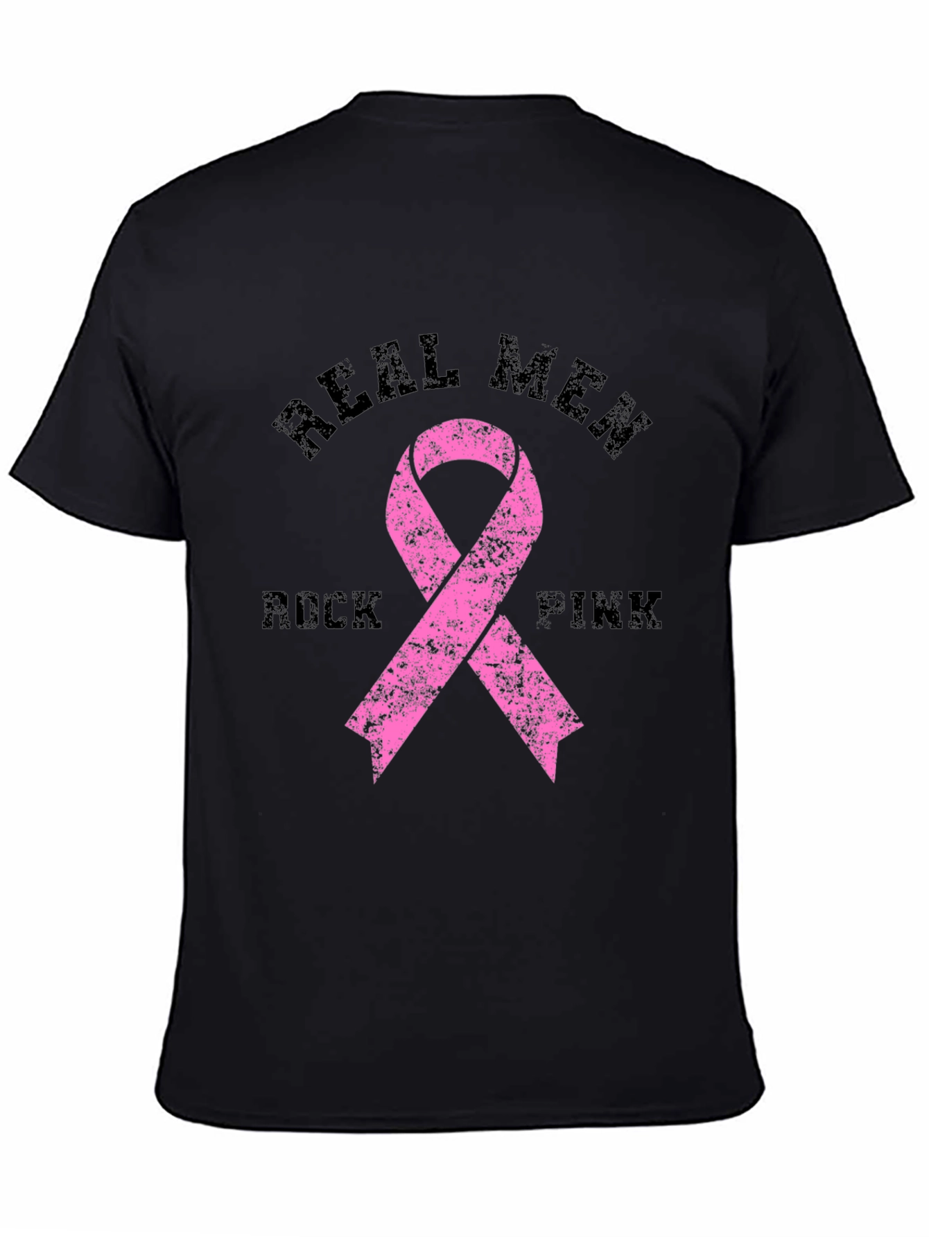 Real Men Rock Pink Breast Cancer Awareness T-Shirt