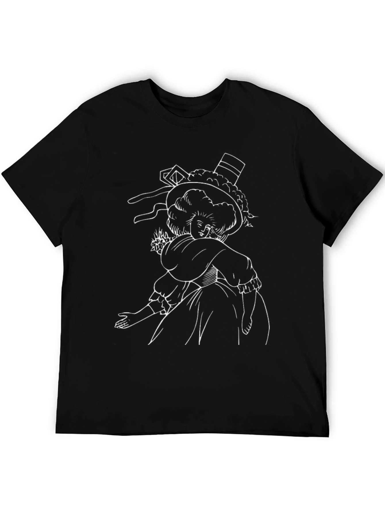 Victorian Lady Graphic Tee - Black Cotton T-Shirt