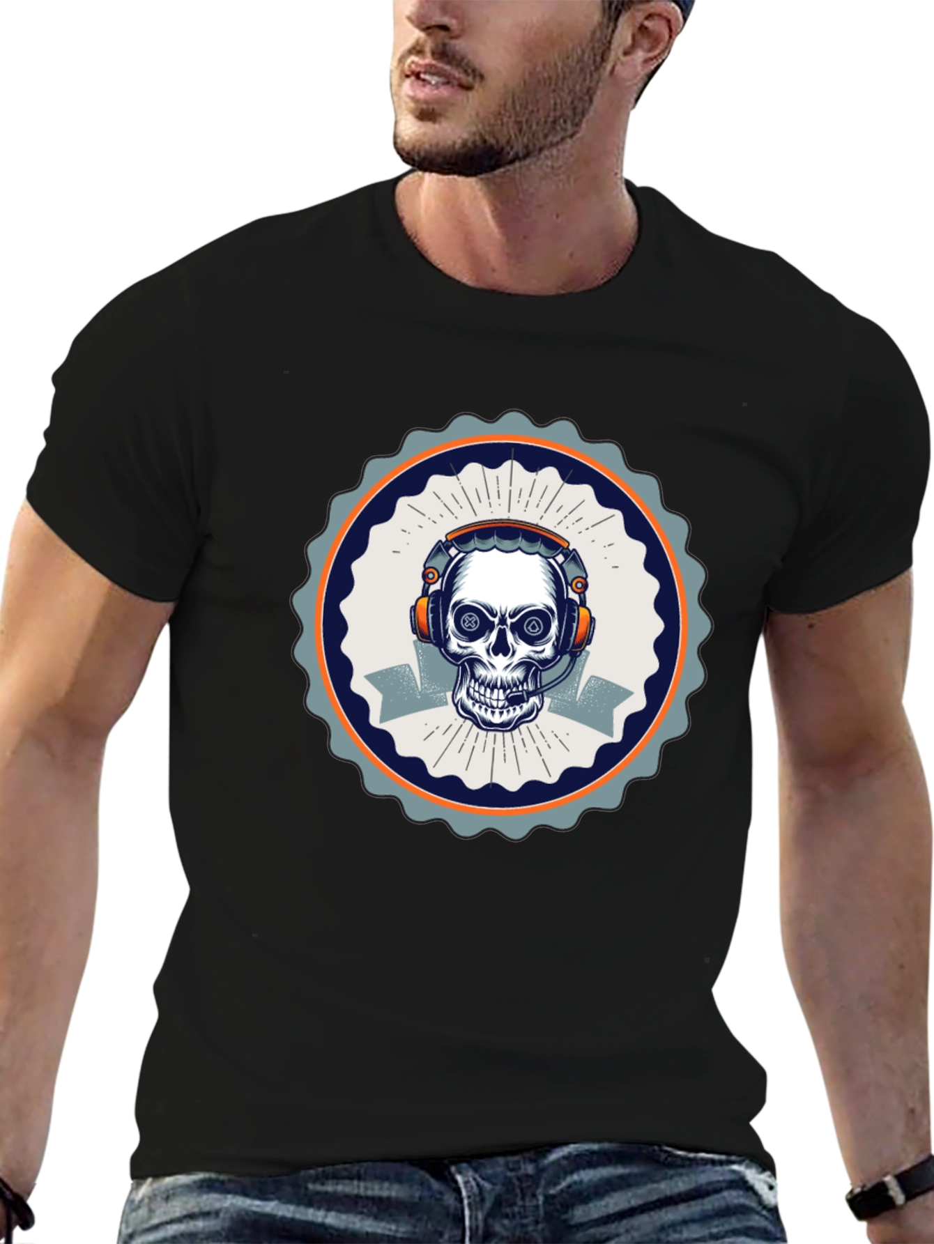 Skull Gamer T-Shirt - Black Cotton Tee