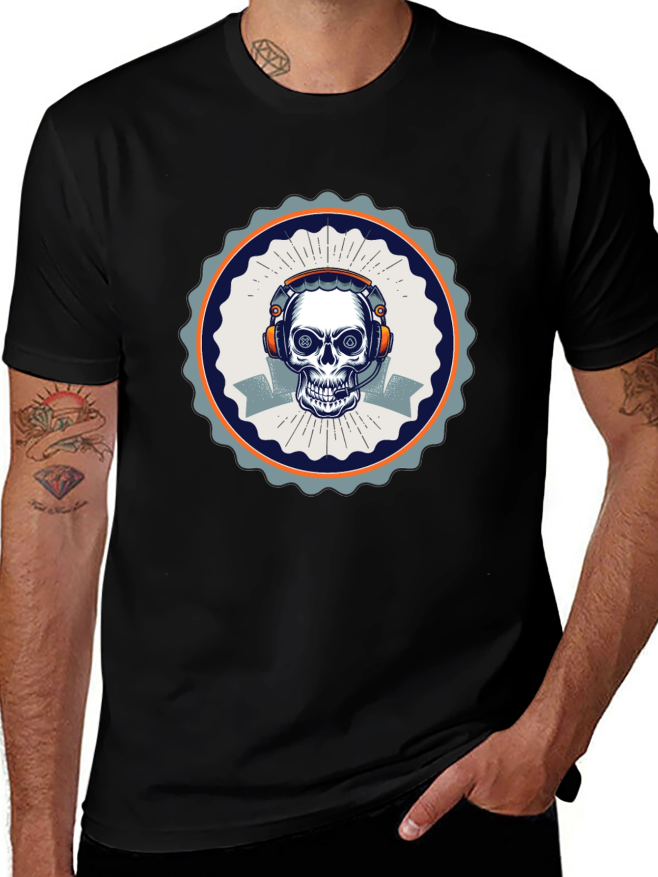 Skull Gamer T-Shirt - Black Cotton Tee