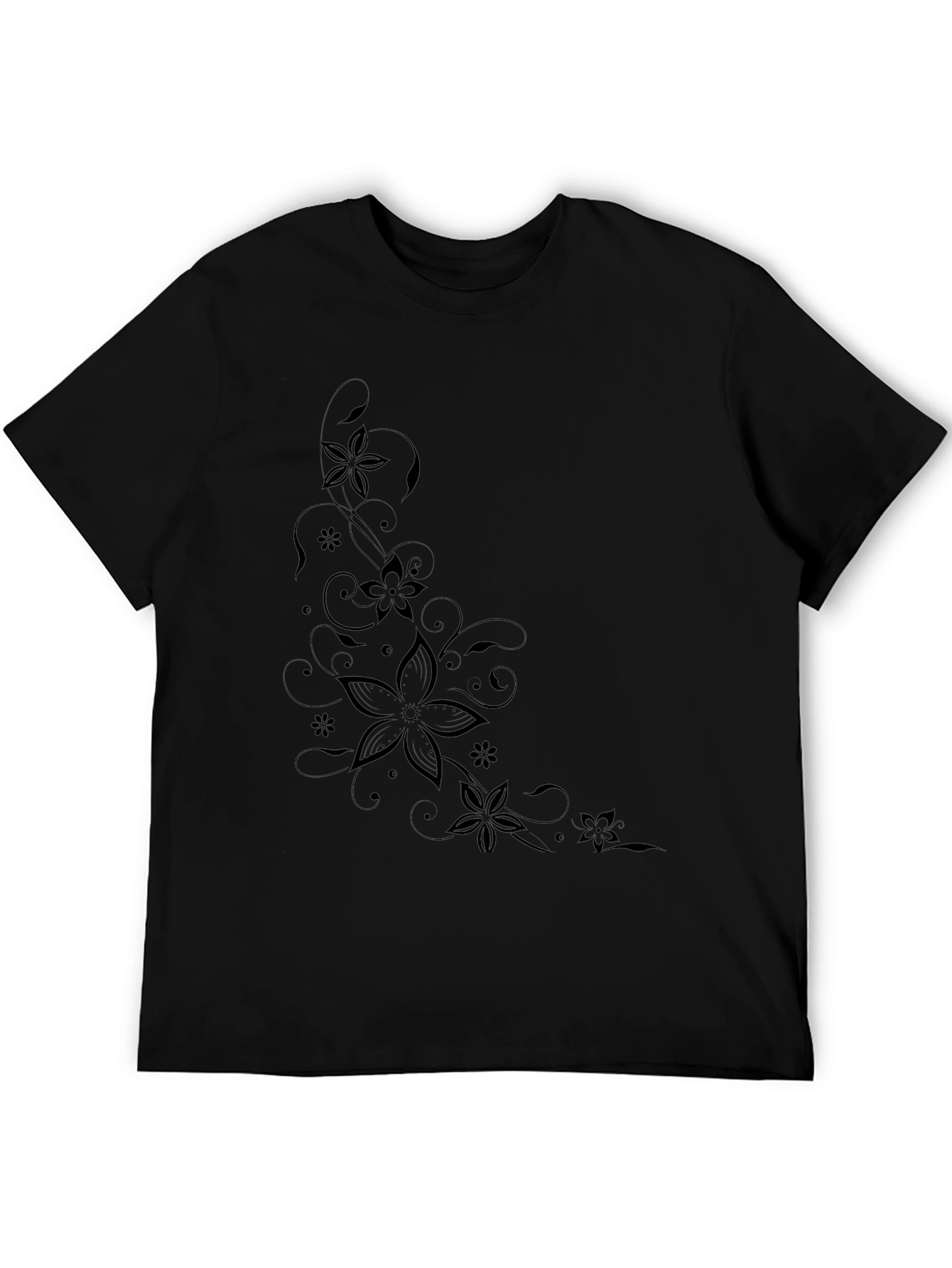 Floral Print Black T-Shirt | Modern Style