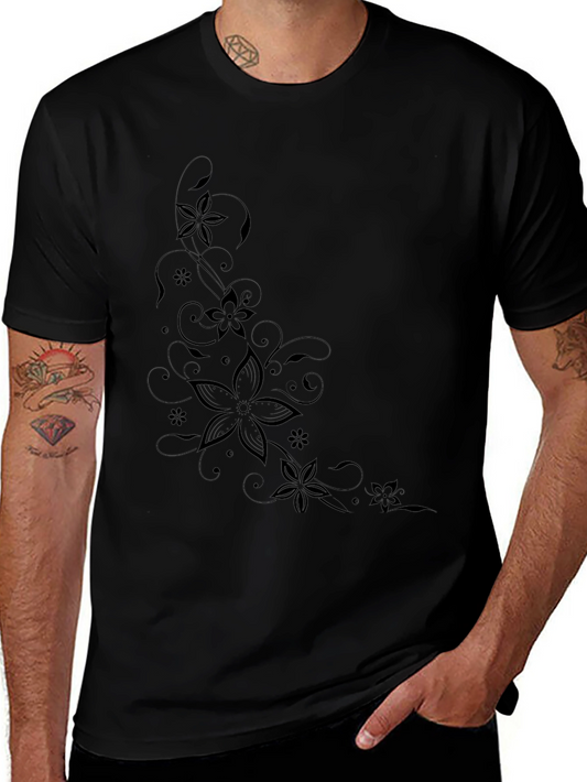 Floral Print Black T-Shirt | Modern Style
