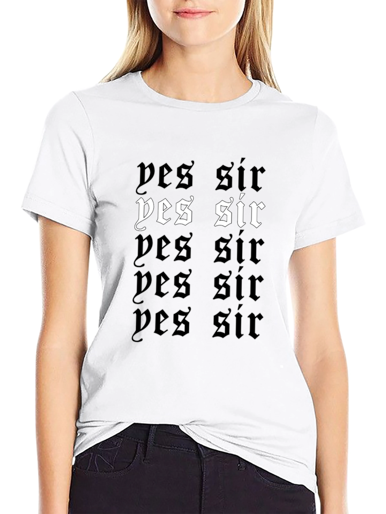 Yes Sir Graphic Print T-Shirt