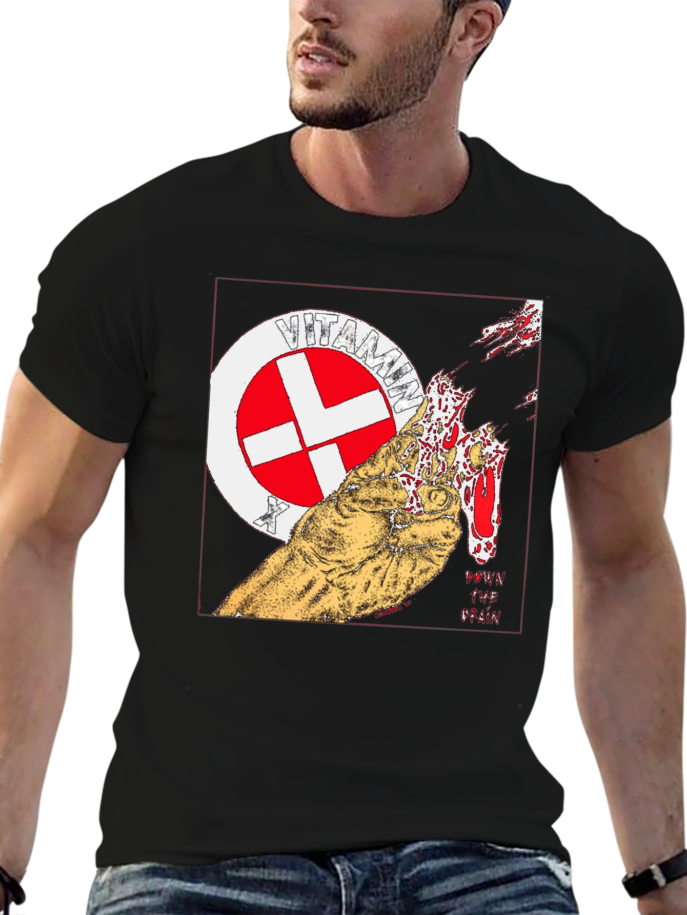 Vitamin X Graphic Print Black T-Shirt