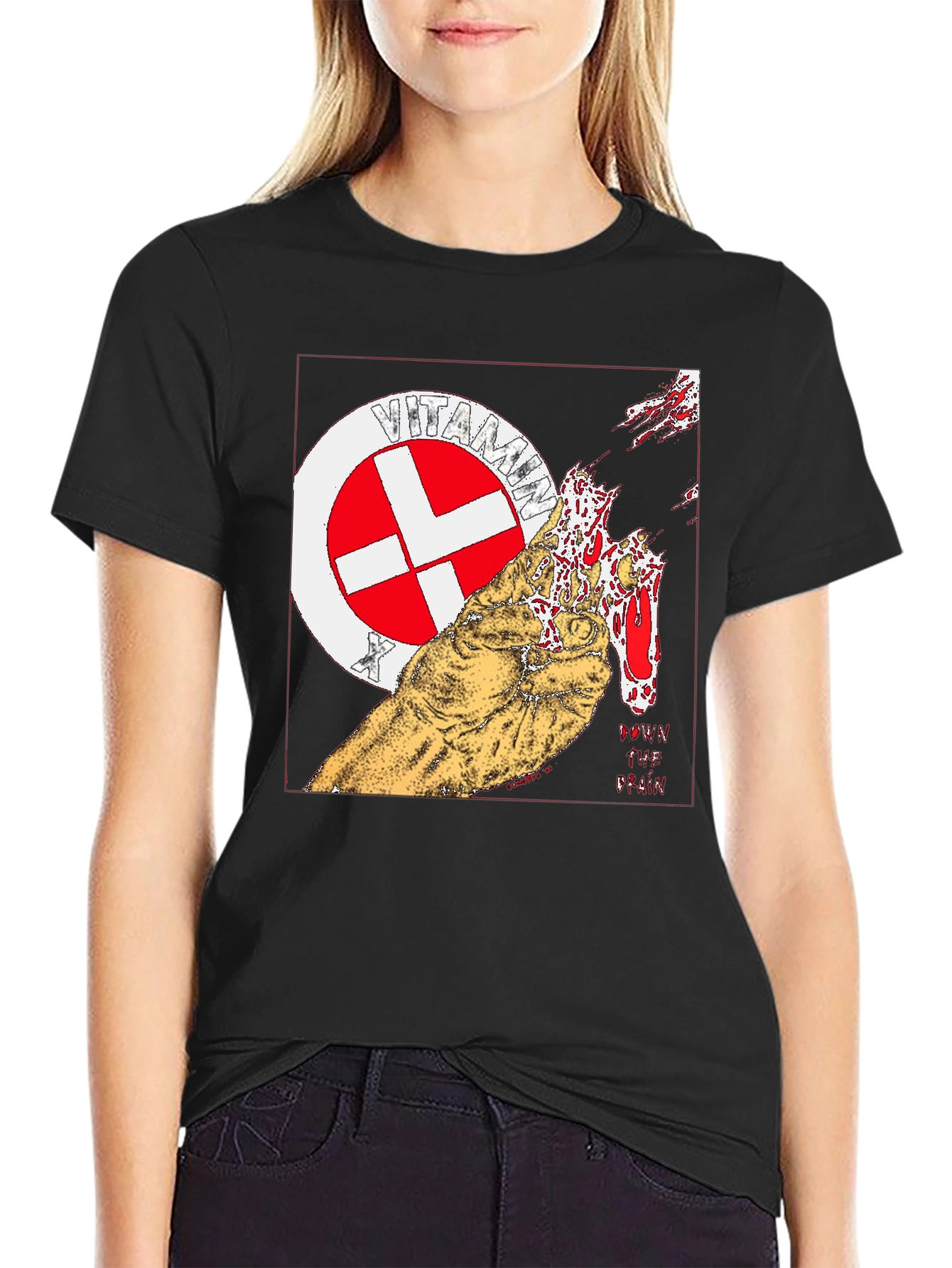 Vitamin X Graphic Print Black T-Shirt
