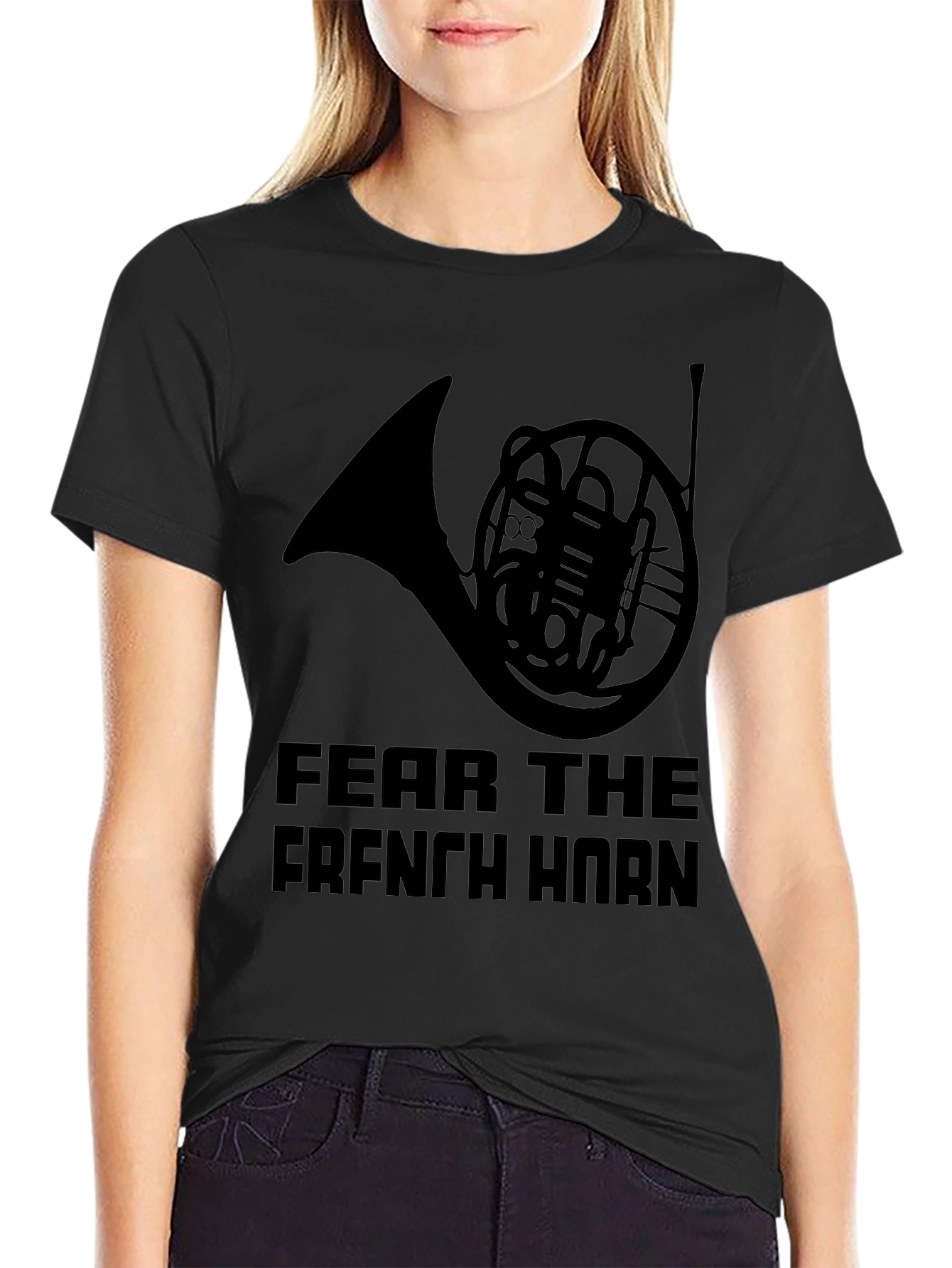 Fear The French Horn - Black T-Shirt