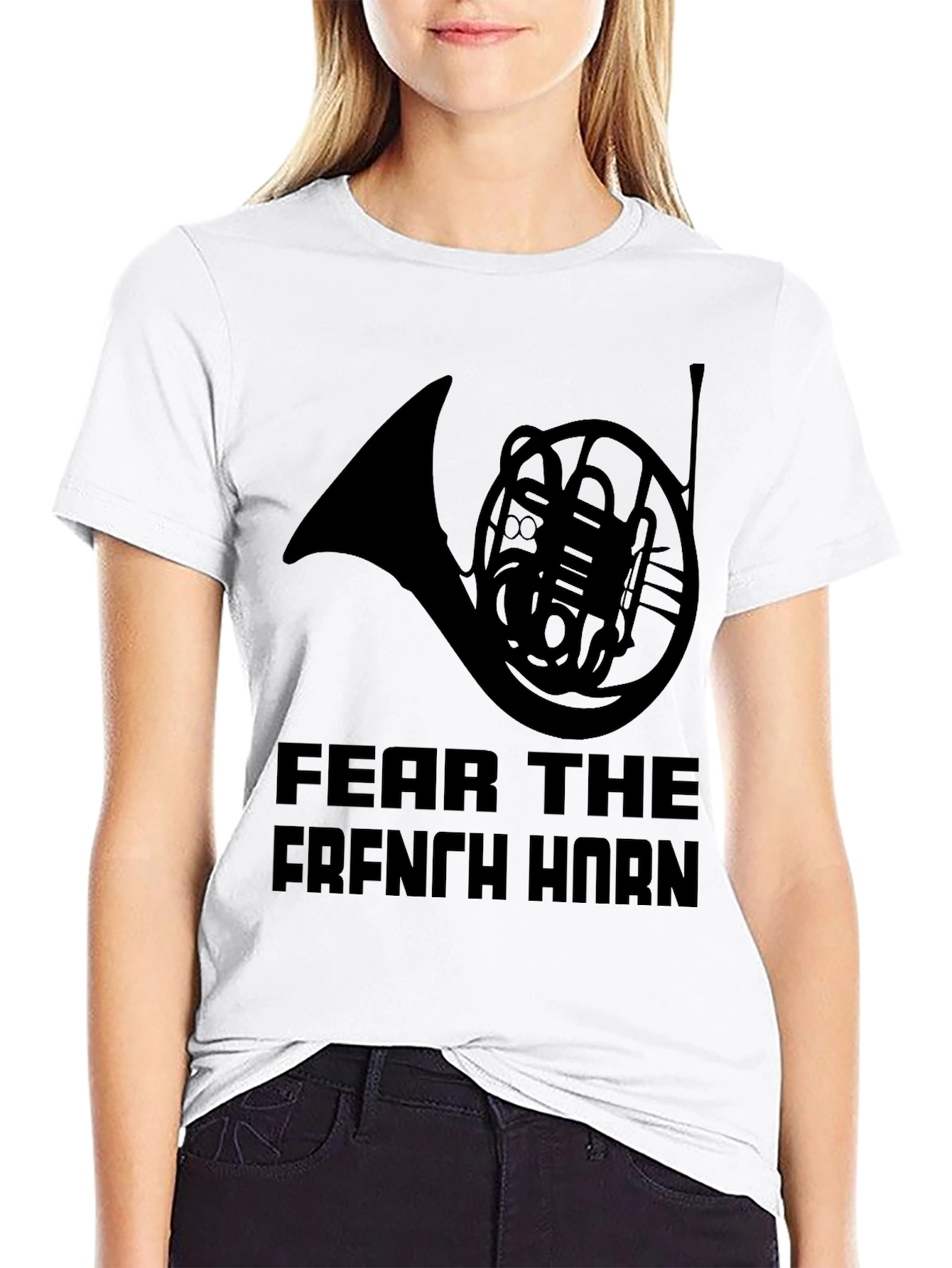 Fear The French Horn - Black T-Shirt