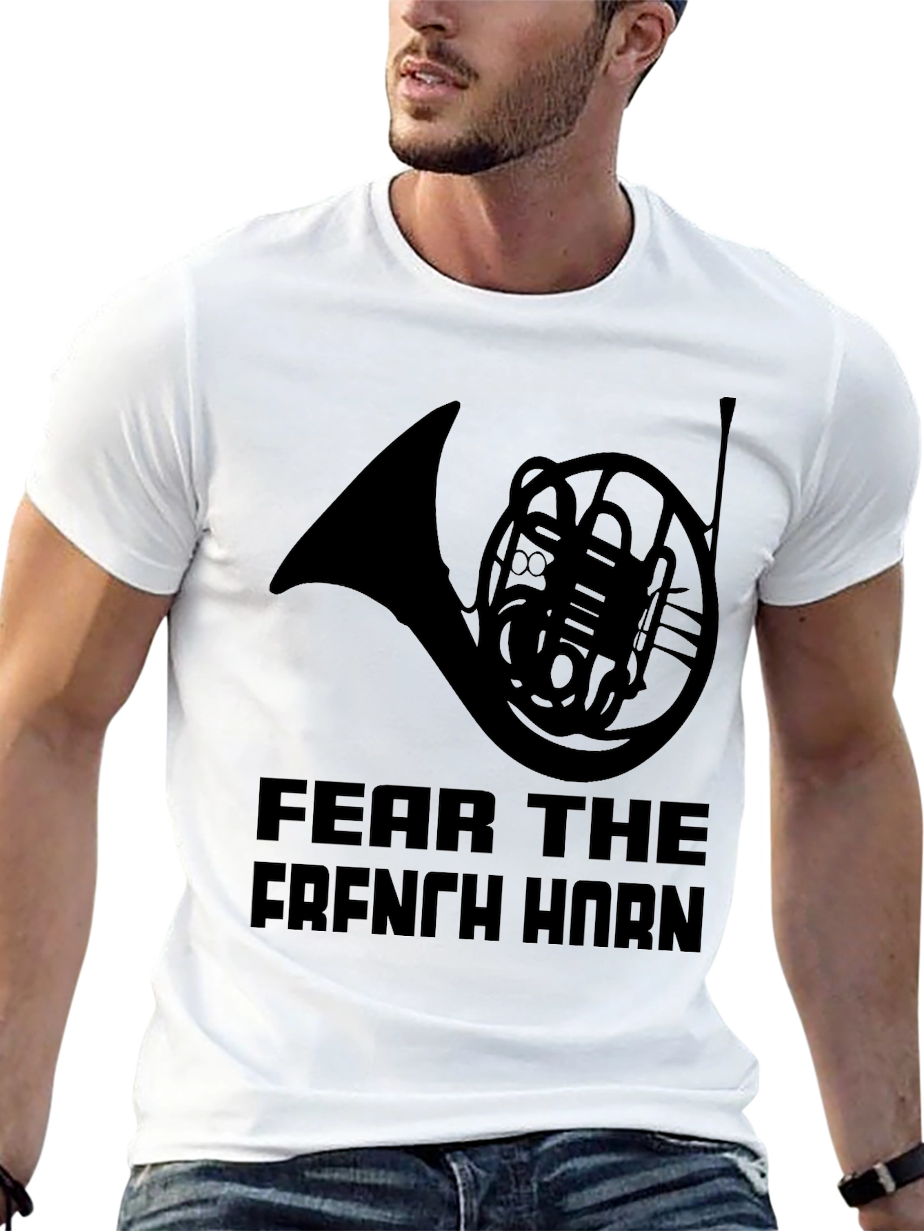 Fear The French Horn - Black T-Shirt