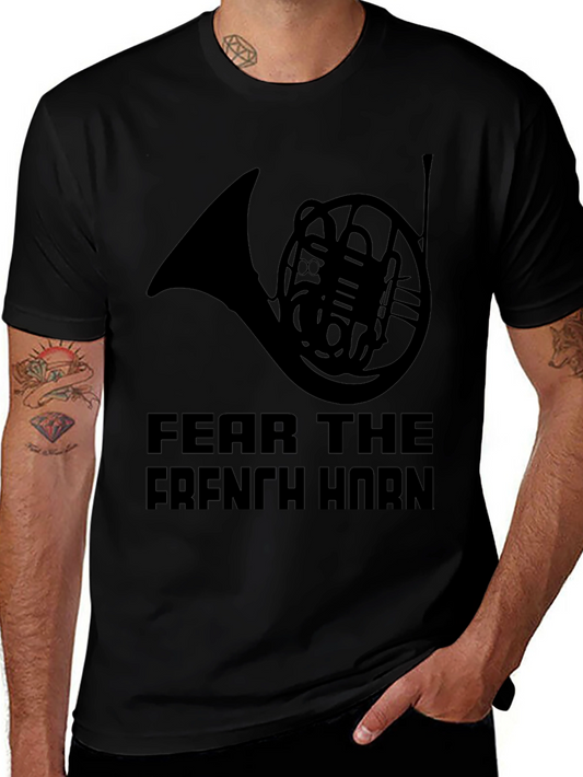 Fear The French Horn - Black T-Shirt