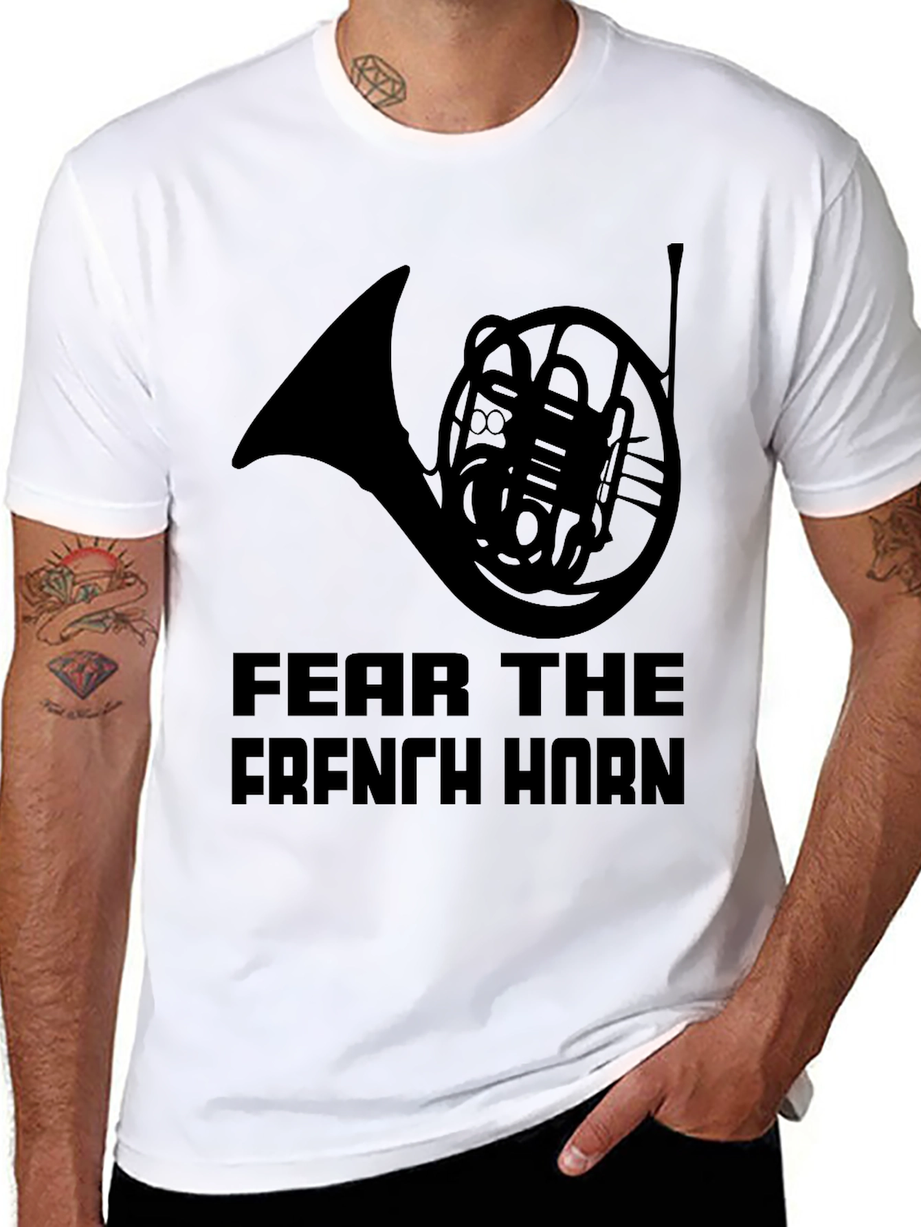 Fear The French Horn - Black T-Shirt