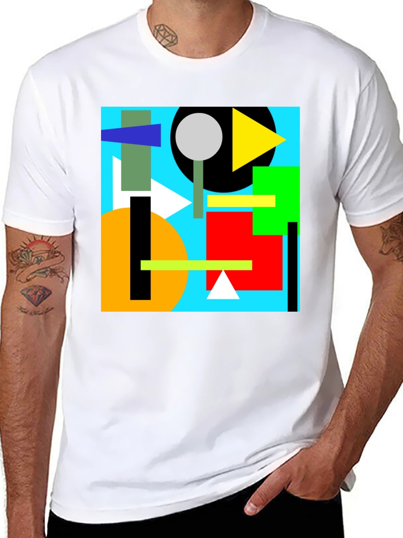 Abstract Geometric Art Print Black T-Shirt