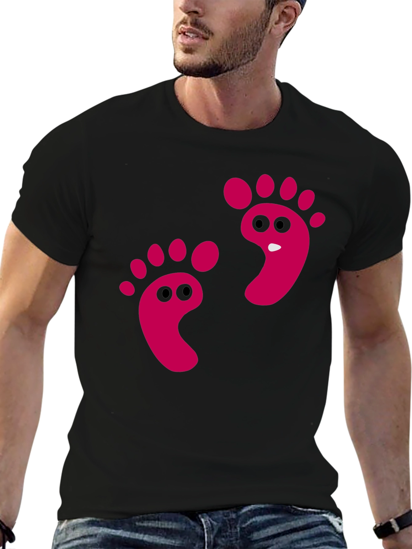Funny Footprint Graphic Tee - Black