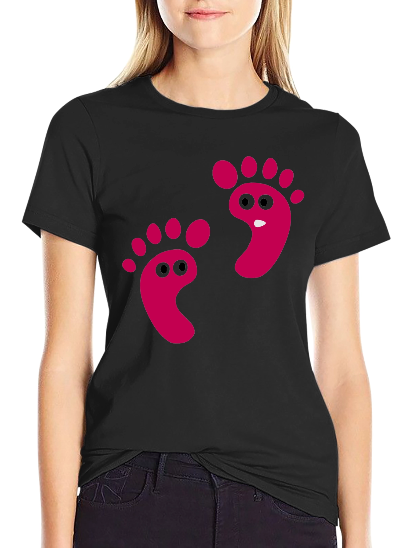 Funny Footprint Graphic Tee - Black
