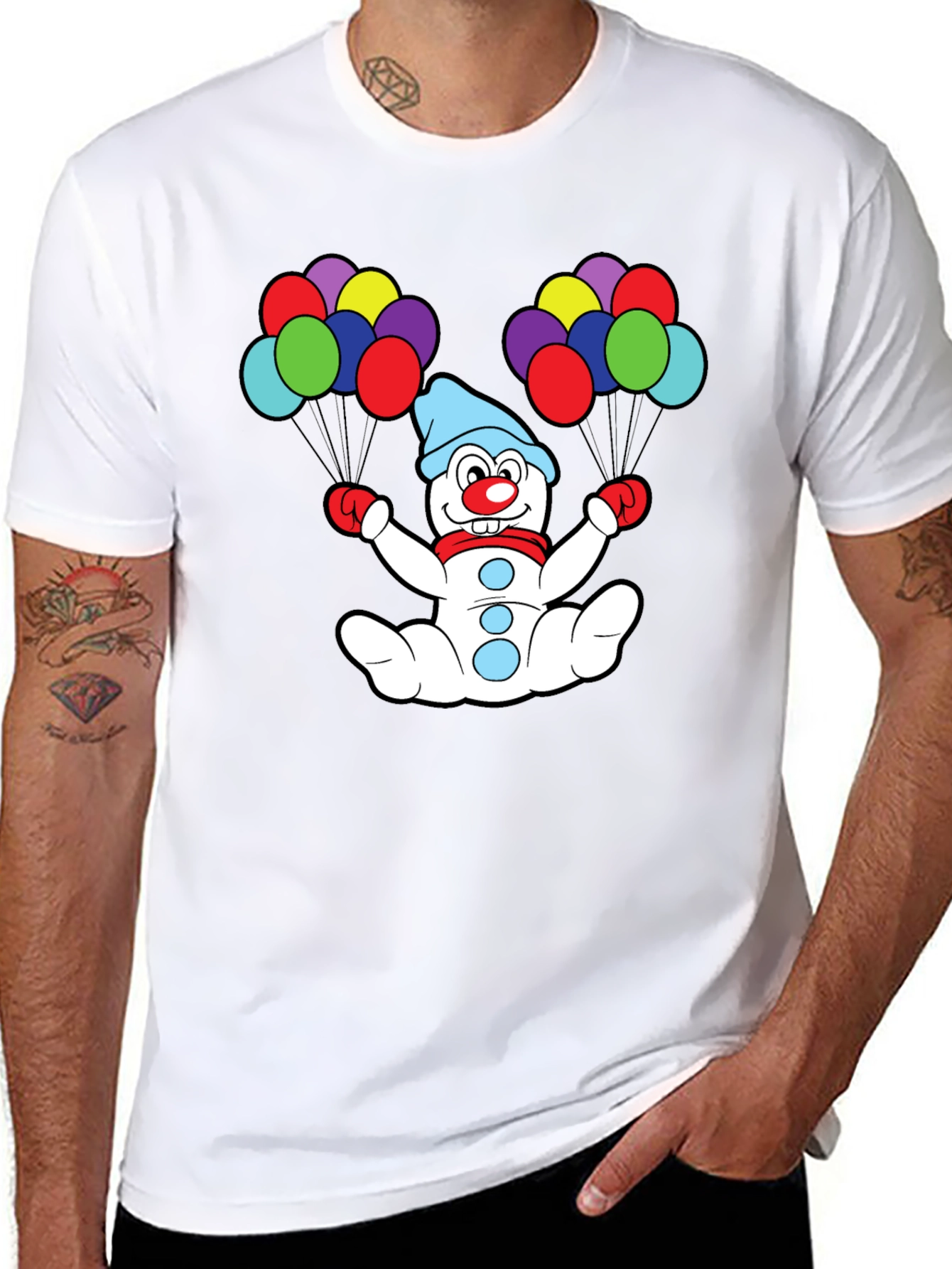 Clown Snowman Balloons Graphic Tee