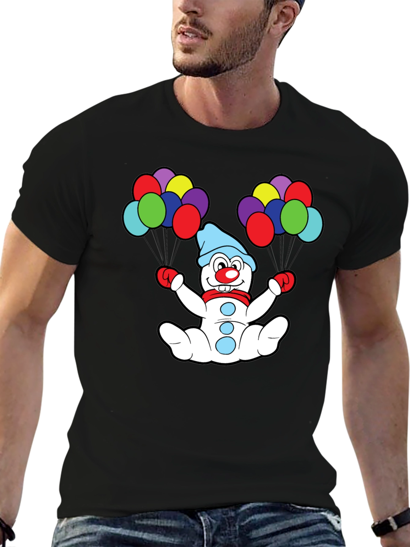 Clown Snowman Balloons Graphic Tee