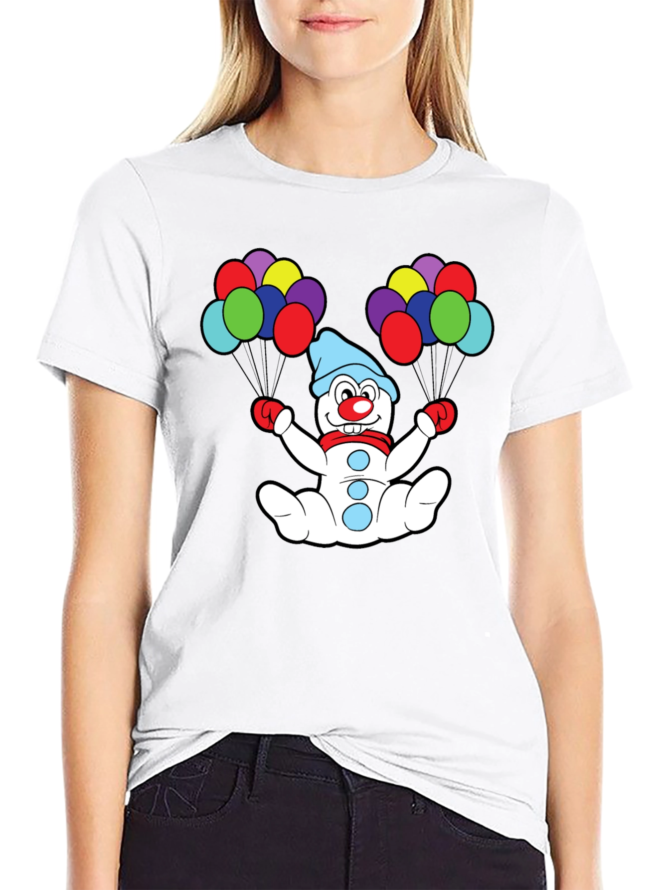 Clown Snowman Balloons Graphic Tee