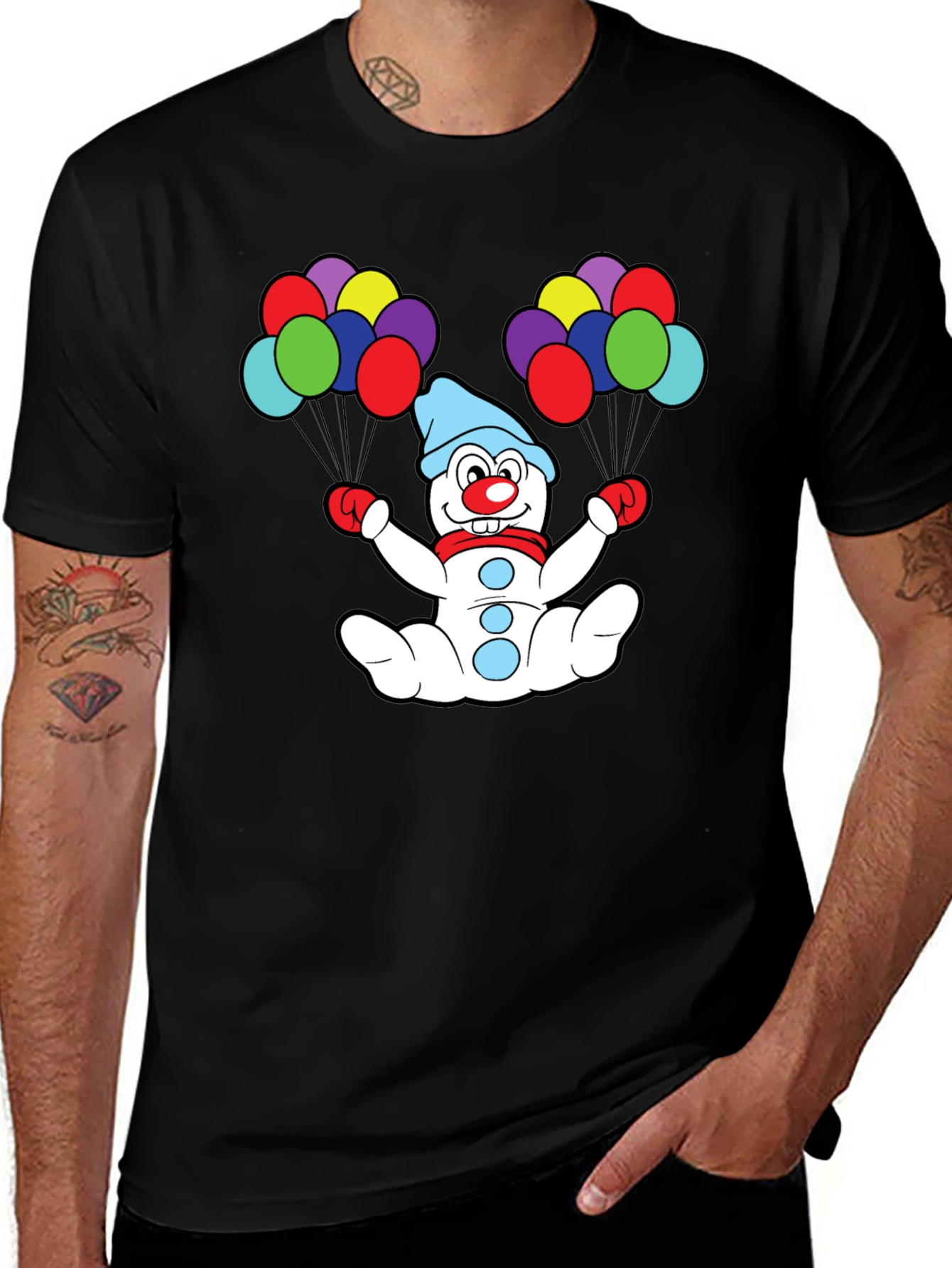 Clown Snowman Balloons Graphic Tee