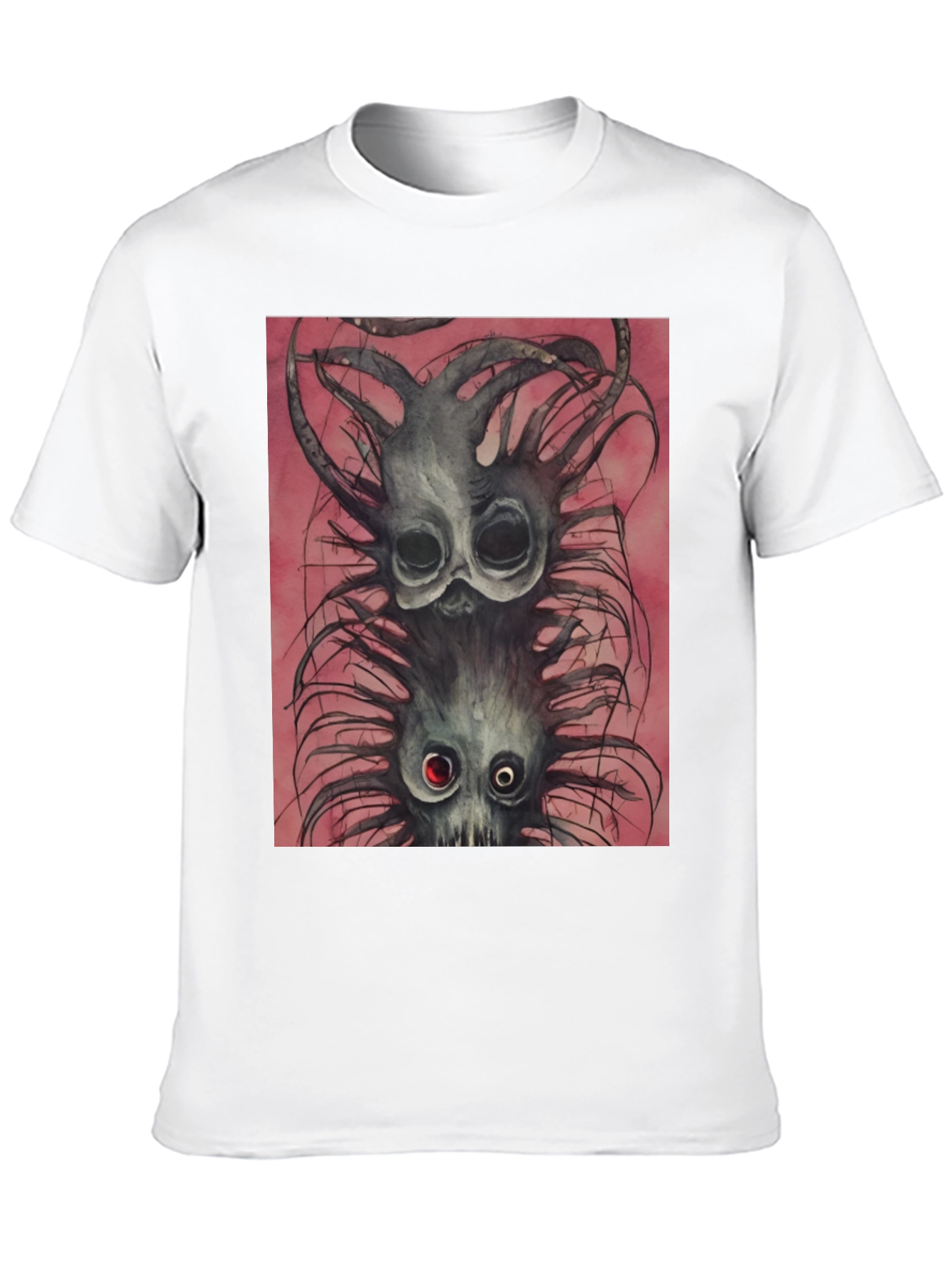 Black Tee with Spooky Creature Graphic