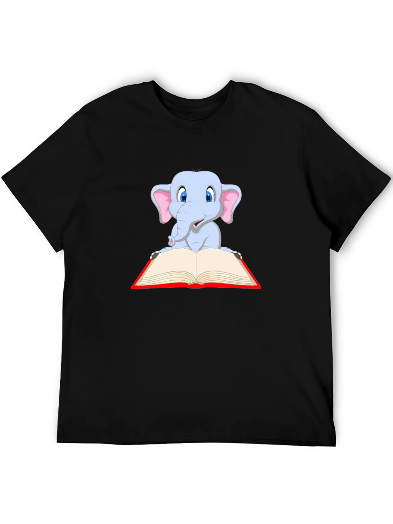 Cute Elephant Reading Book Graphic T-Shirt