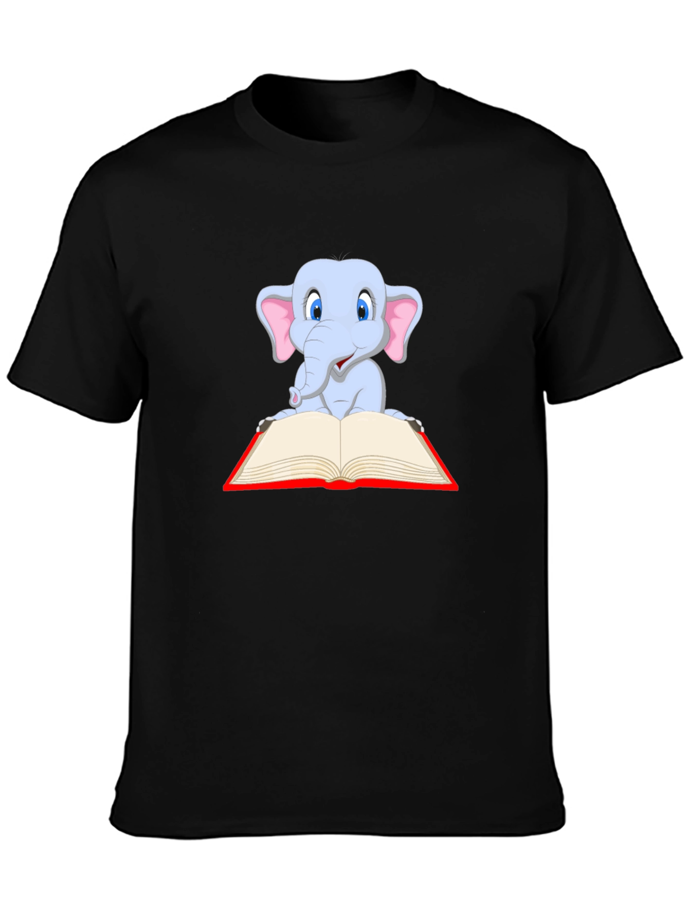 Cute Elephant Reading Book Graphic T-Shirt