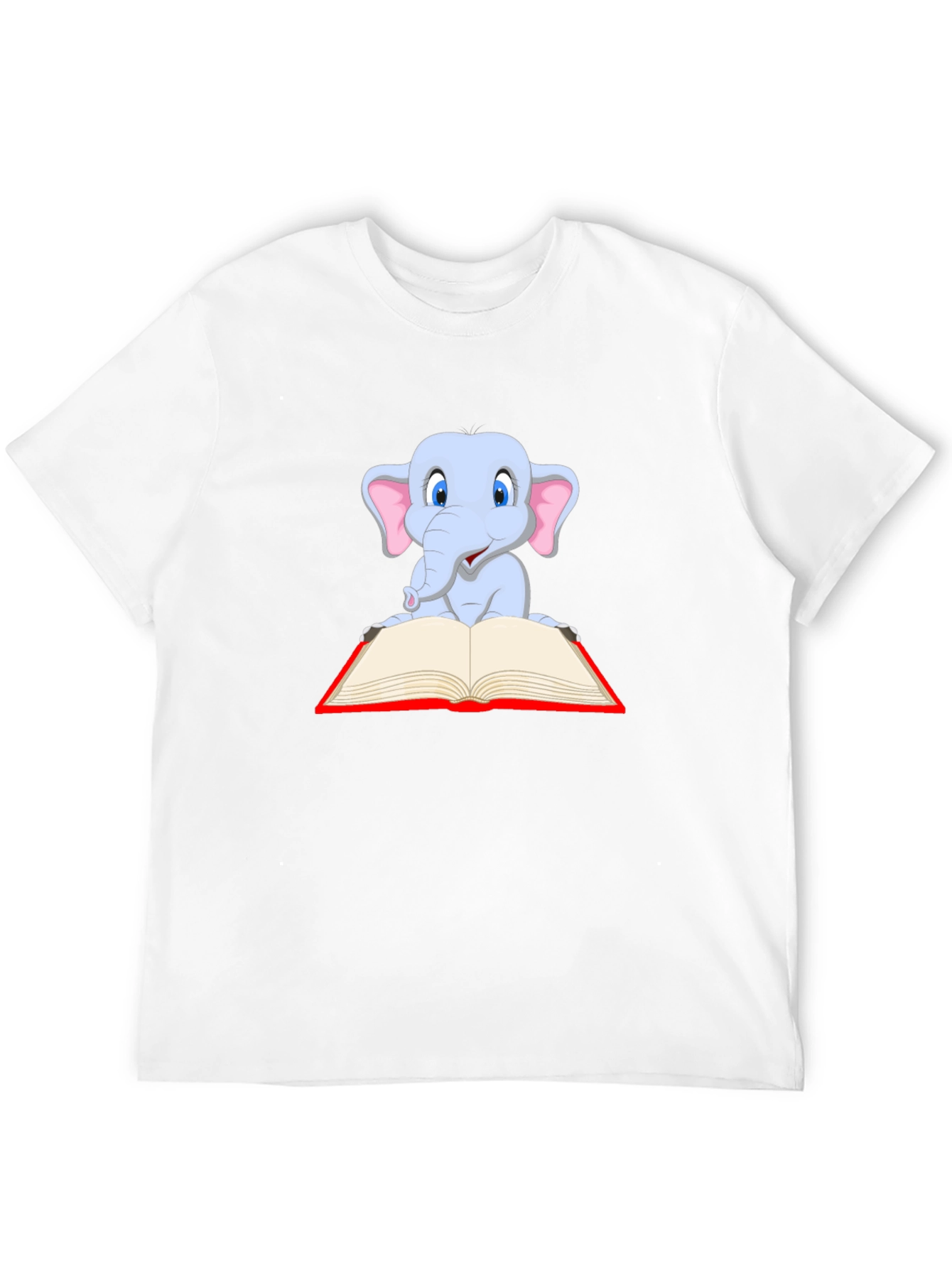 Cute Elephant Reading Book Graphic T-Shirt