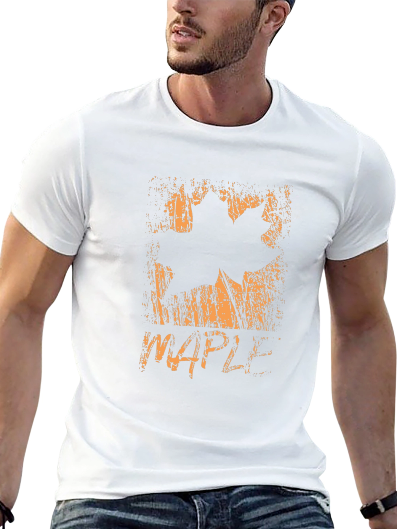 Maple Leaf Graphic T-Shirt - Distressed Print