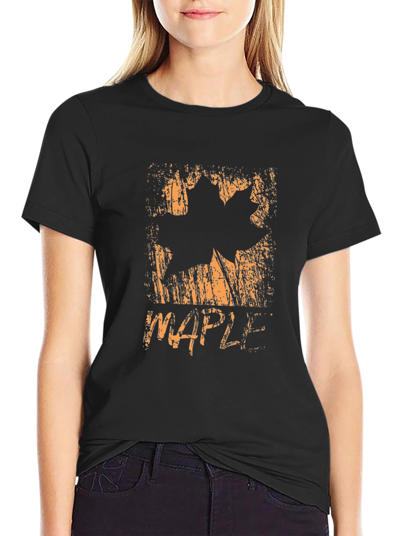 Maple Leaf Graphic T-Shirt - Distressed Print