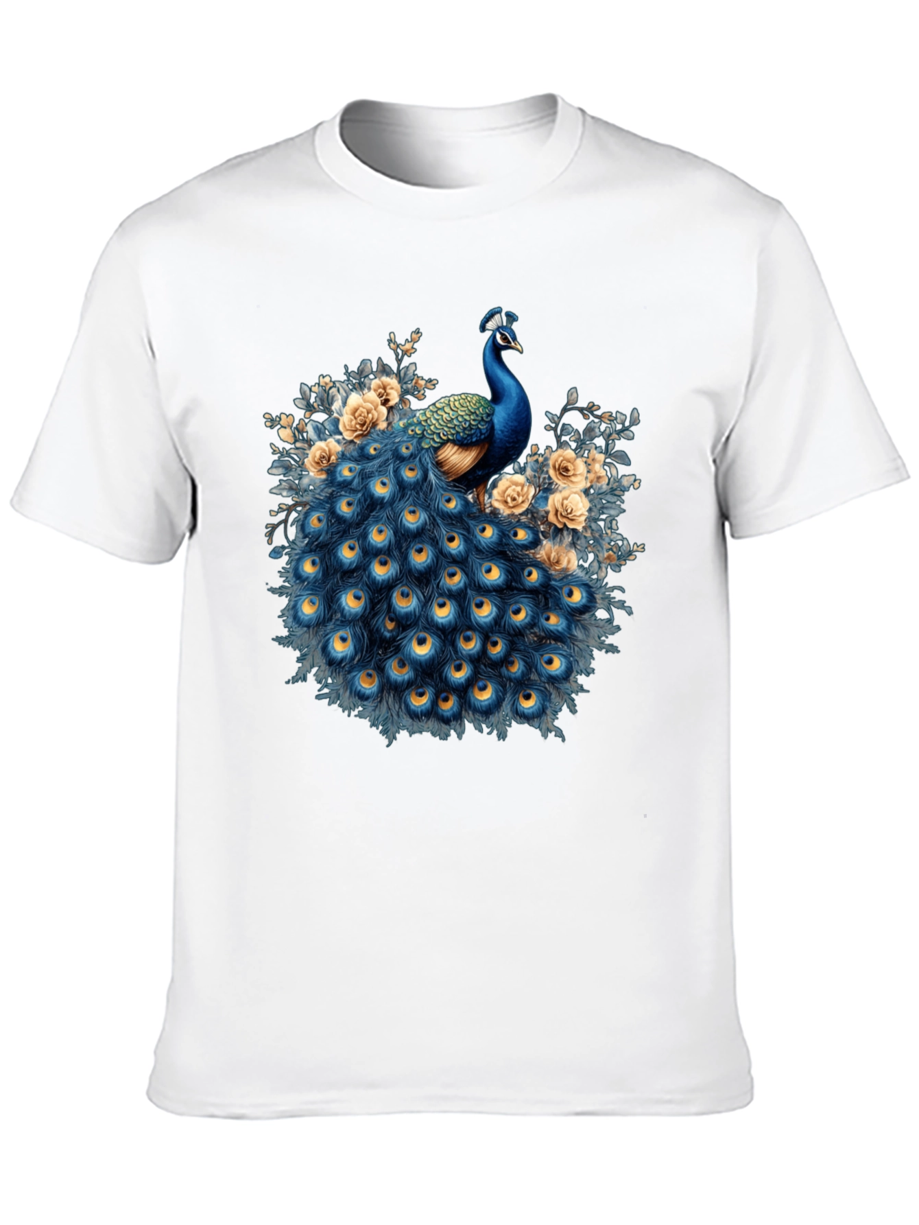 Peacock Graphic Print Black T-Shirt