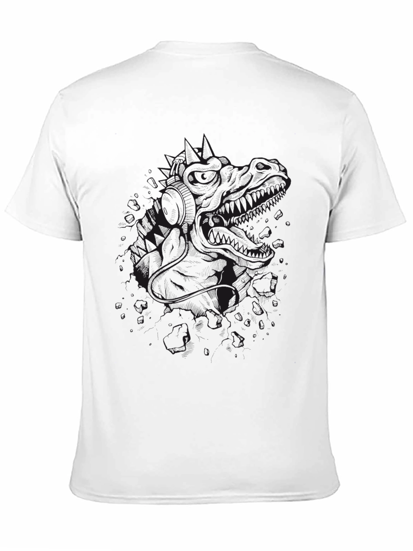 Mens Black Graphic Tee - Dinosaur Design