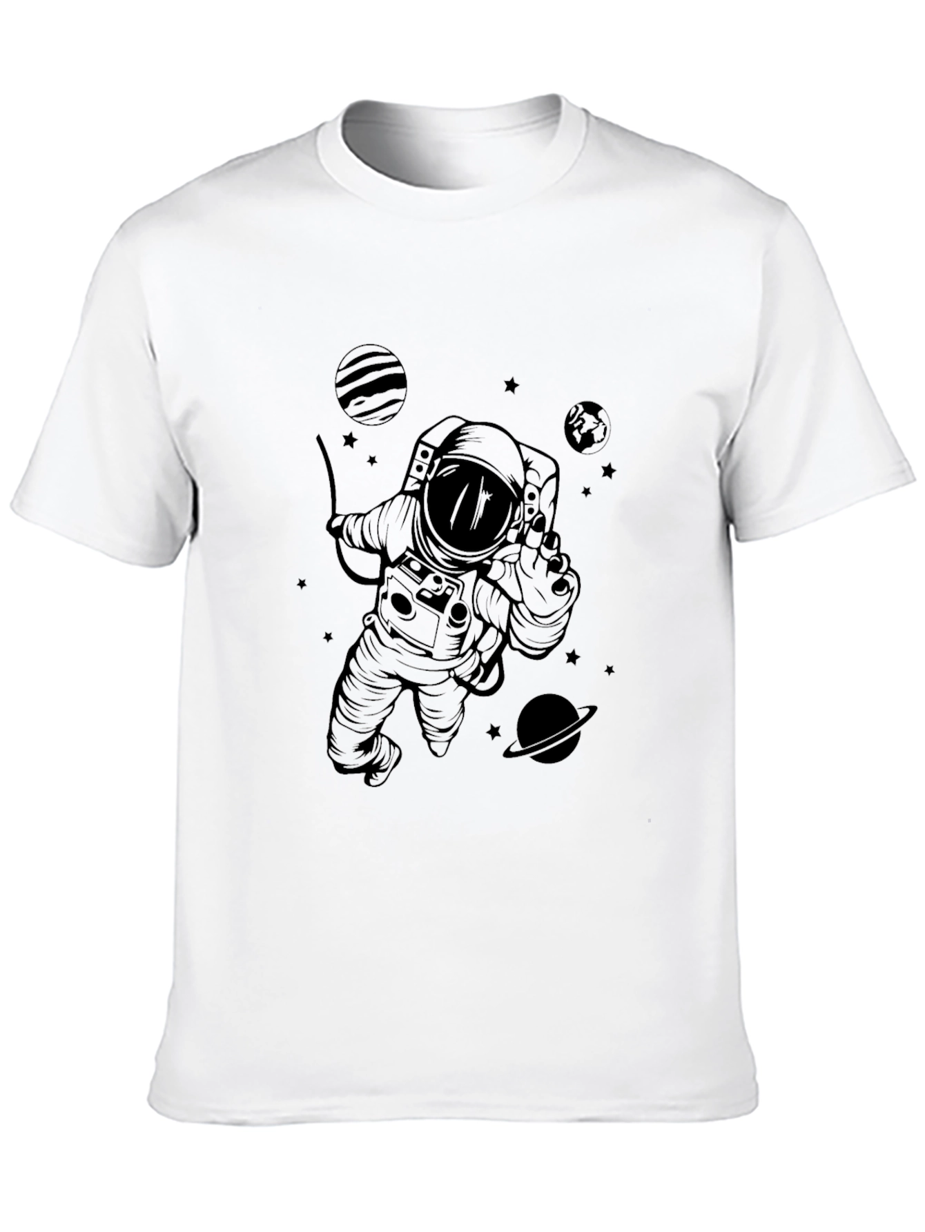 Astronaut in Space Graphic T-Shirt - Black