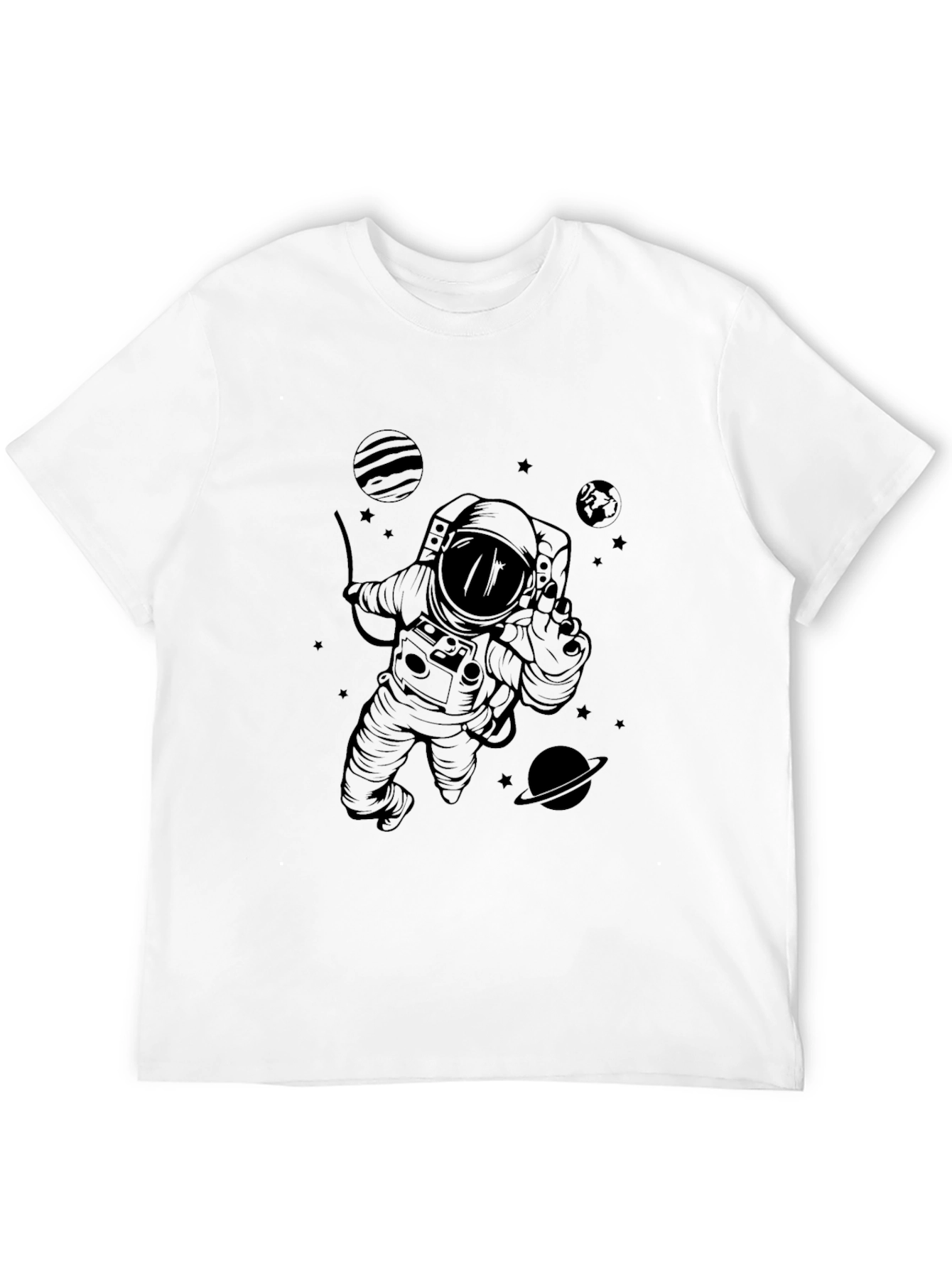 Astronaut in Space Graphic T-Shirt - Black